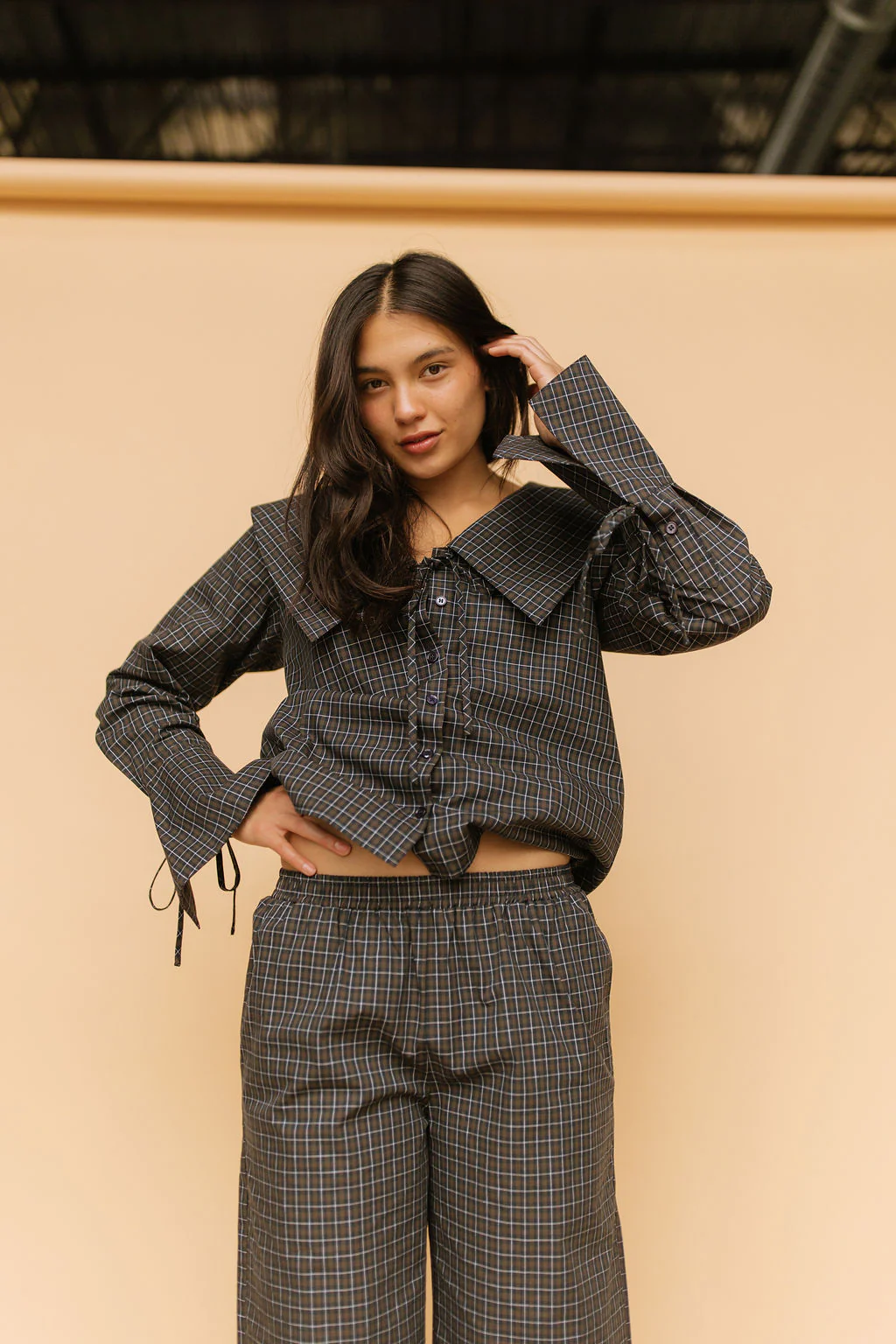 Mara Checkered Top in Midnight - Image 6