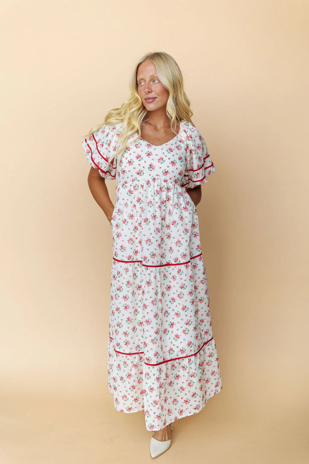 Margaret Floral Dress in Red - Image 8