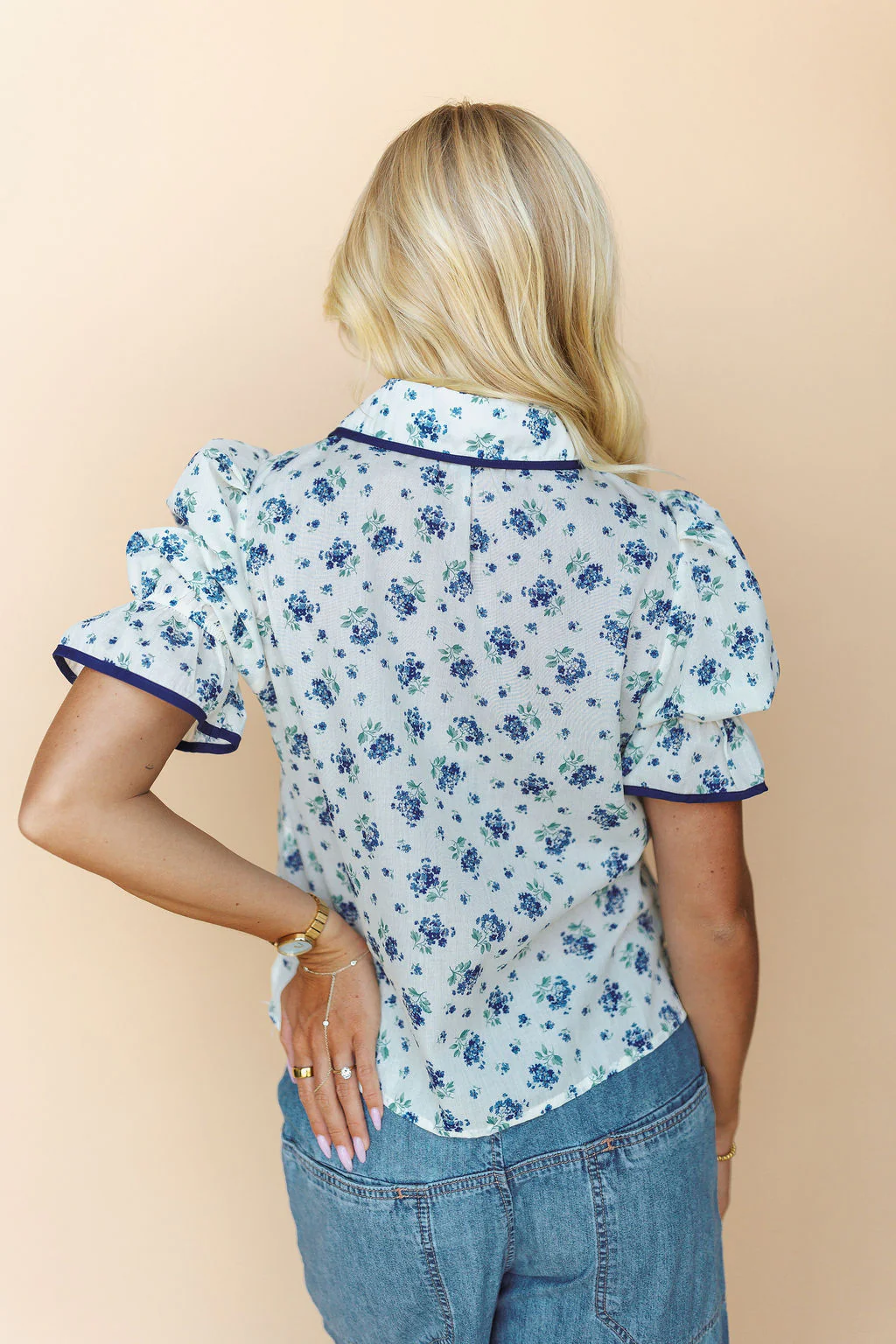 Margaret Floral Top in Blue - Image 3