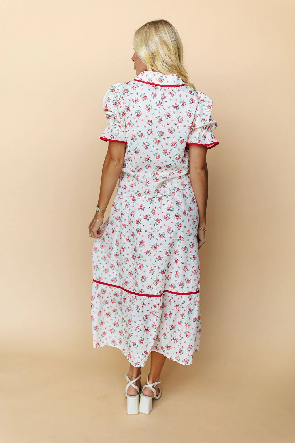 Margaret Floral Top in Red - Image 5