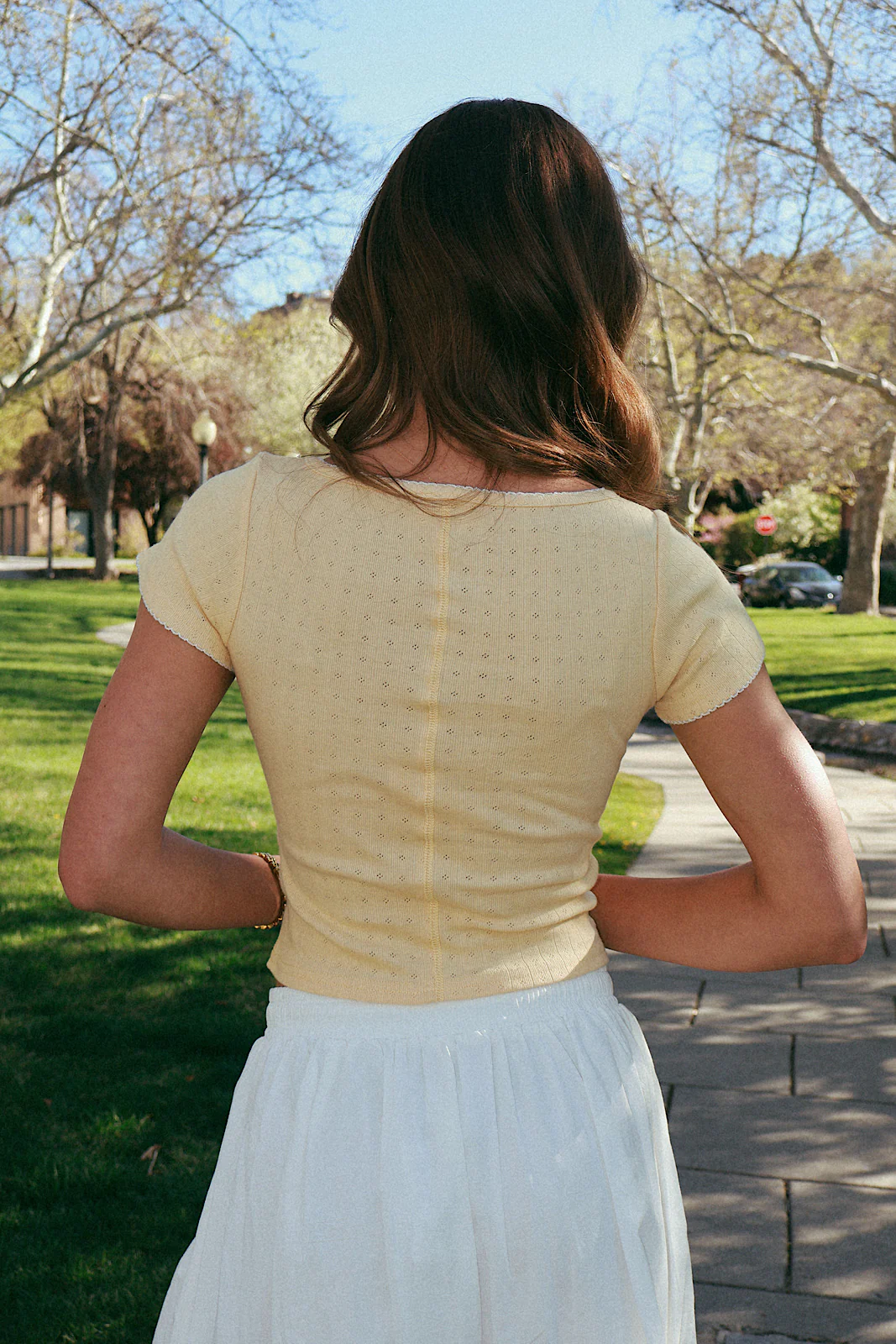 Millie Pointelle Top in Butter Yellow - Image 2