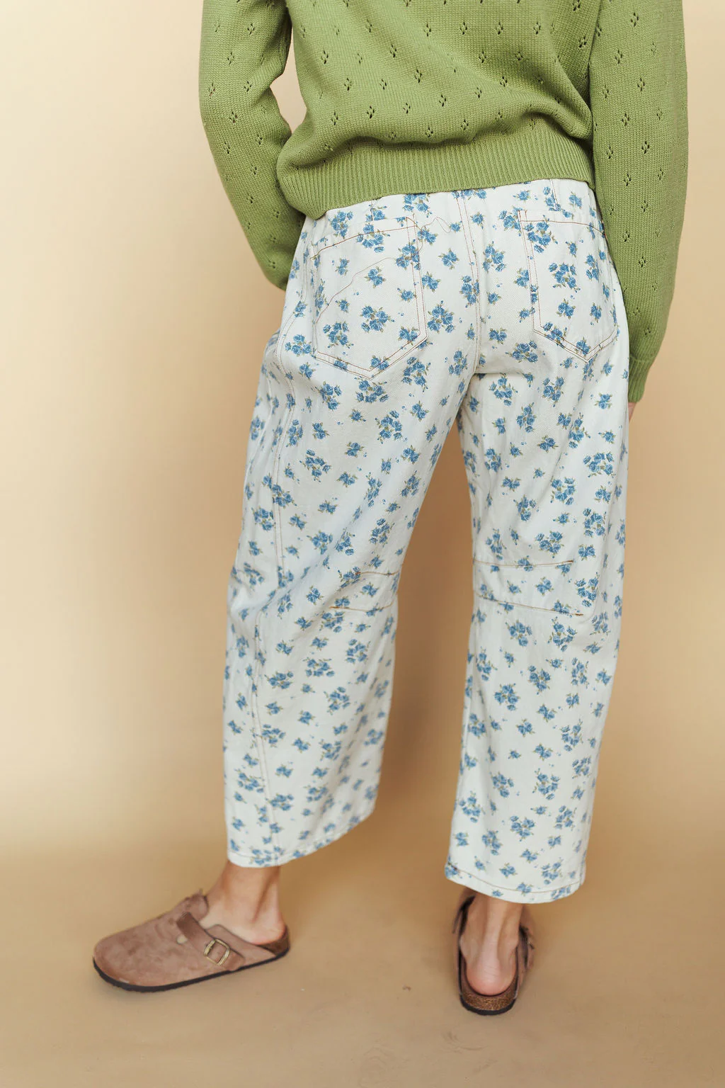 Misty Floral Barrel Pants in Blue - Image 2
