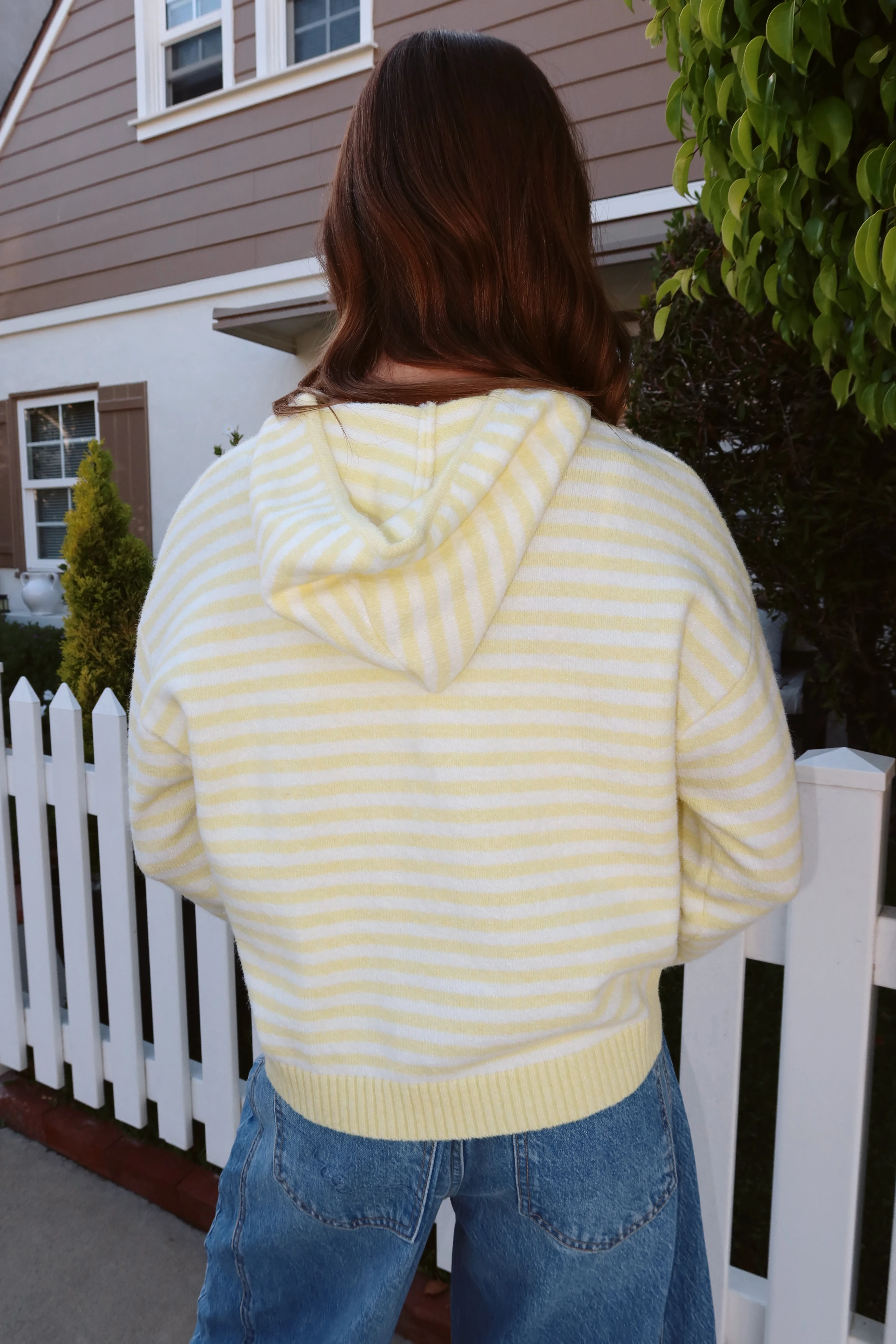 Myles Stripe Hooded Jacket in Butter Yellow - Image 3