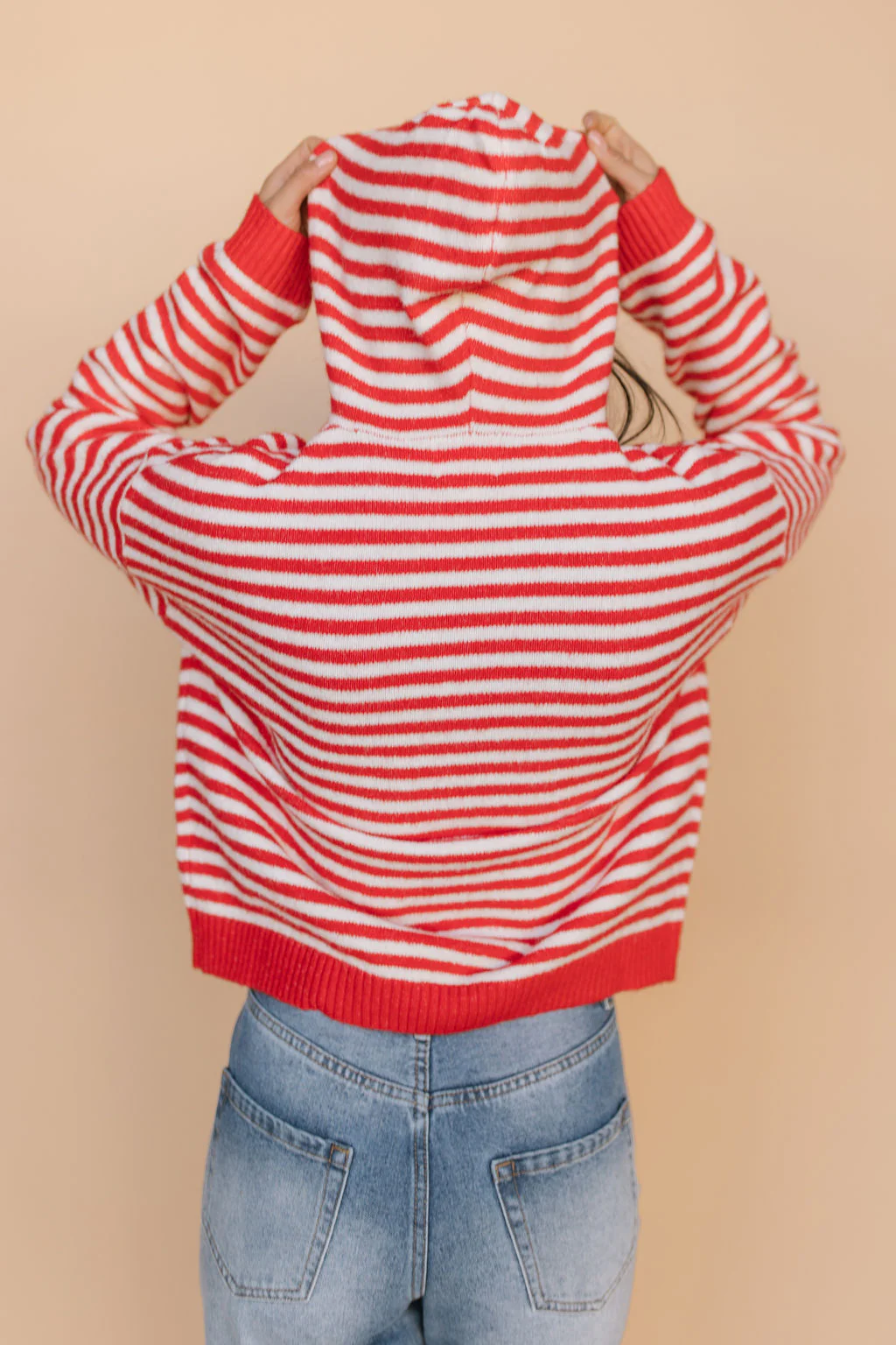 Myles Stripe Hooded Jacket in Red - Image 5