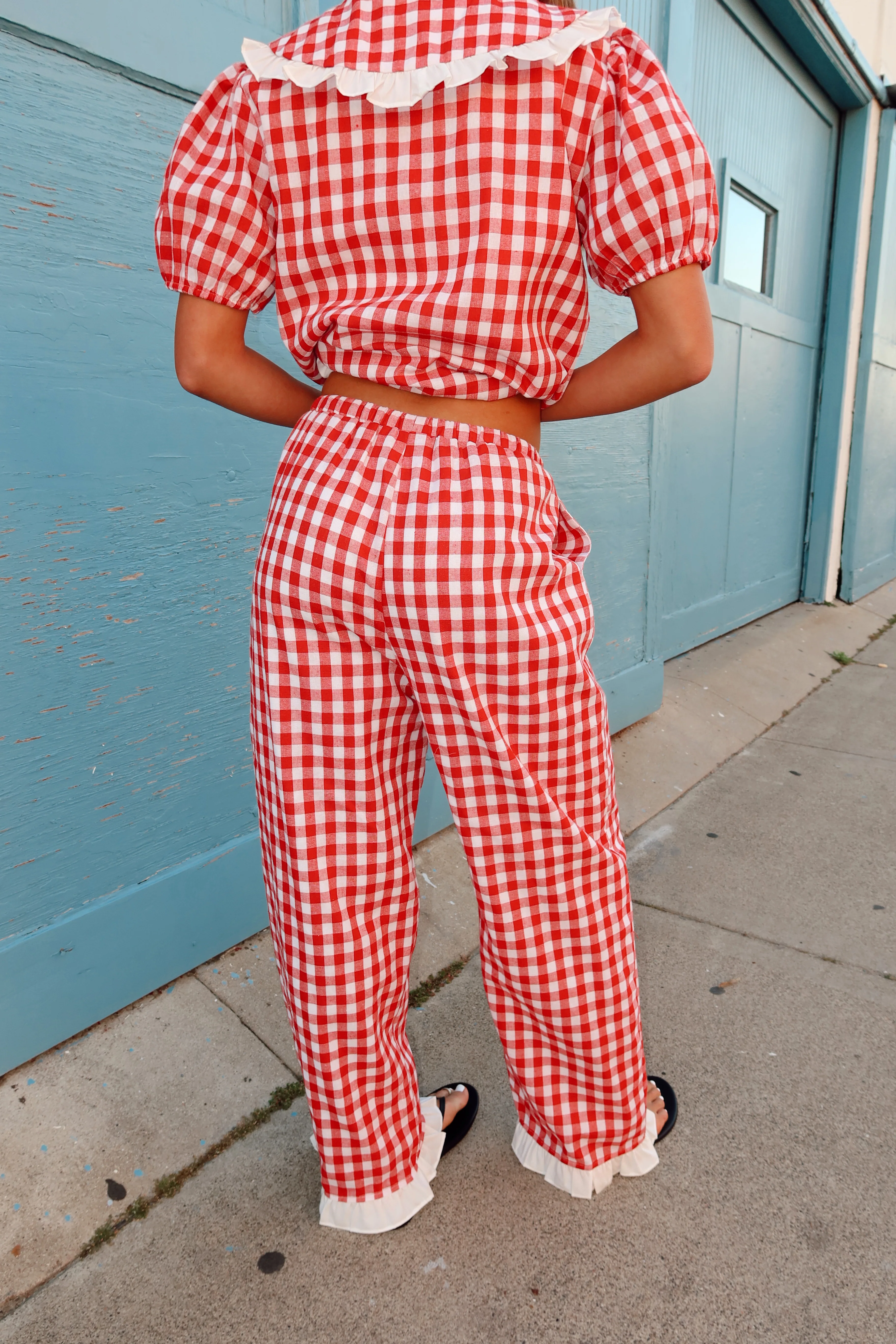 Penny Gingham Pants in Red - Image 4