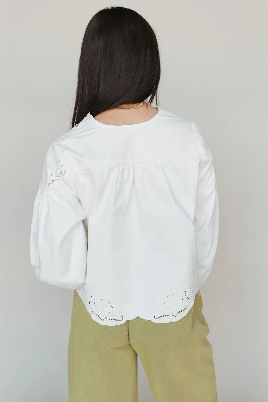 Petunia Chambray Blouse in Ivory - Image 4