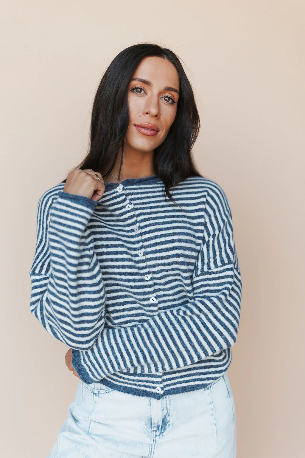 Piper Cardigan in Mini Stripes - Image 10