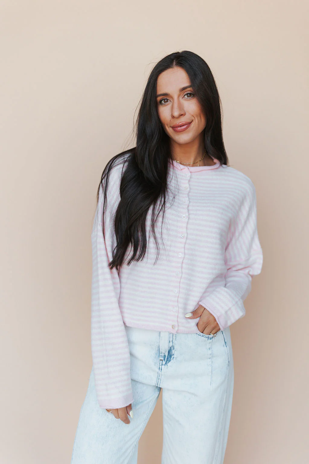 Piper Cardigan in Mini Stripes - Image 11