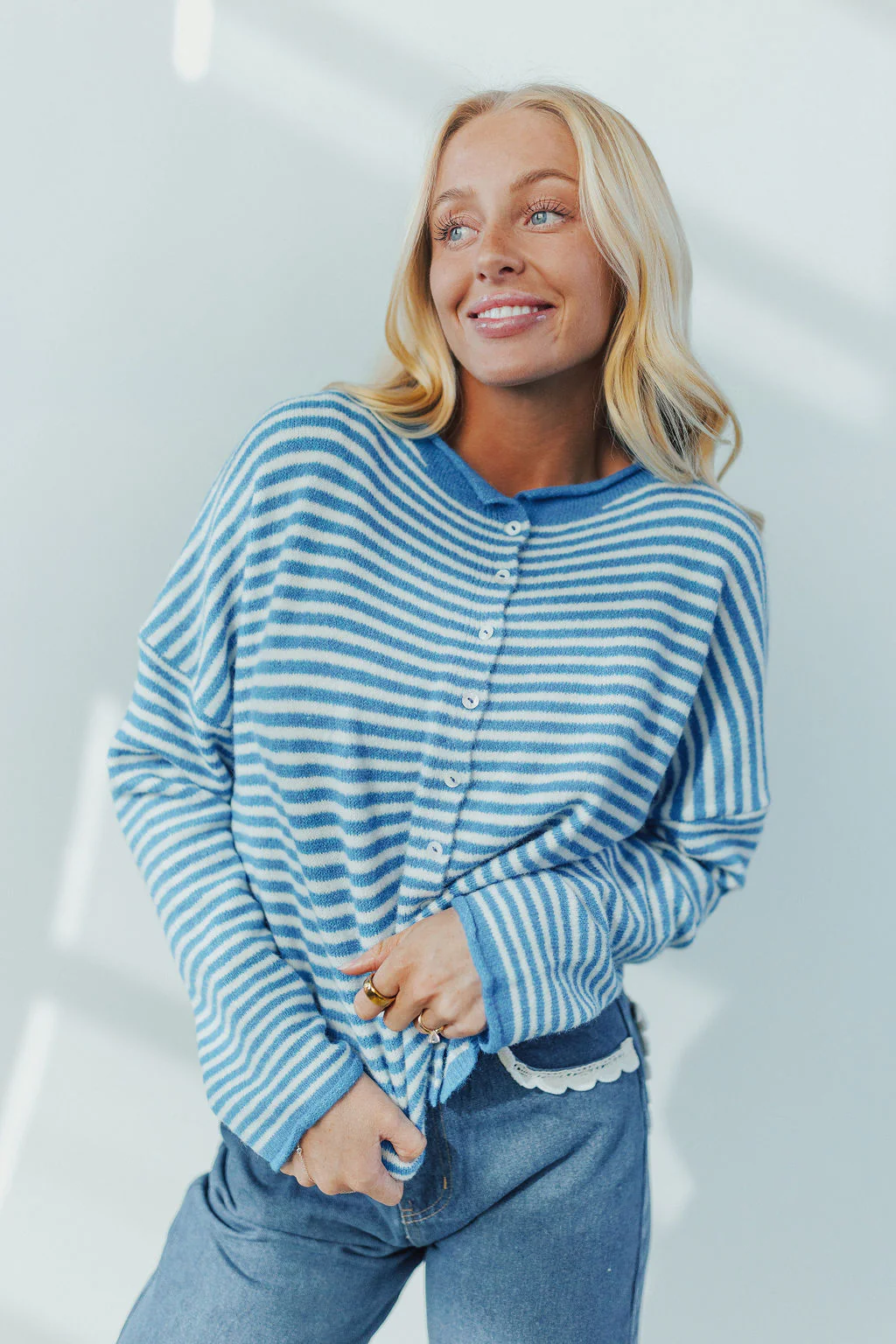 Piper Cardigan in Mini Stripes - Image 12