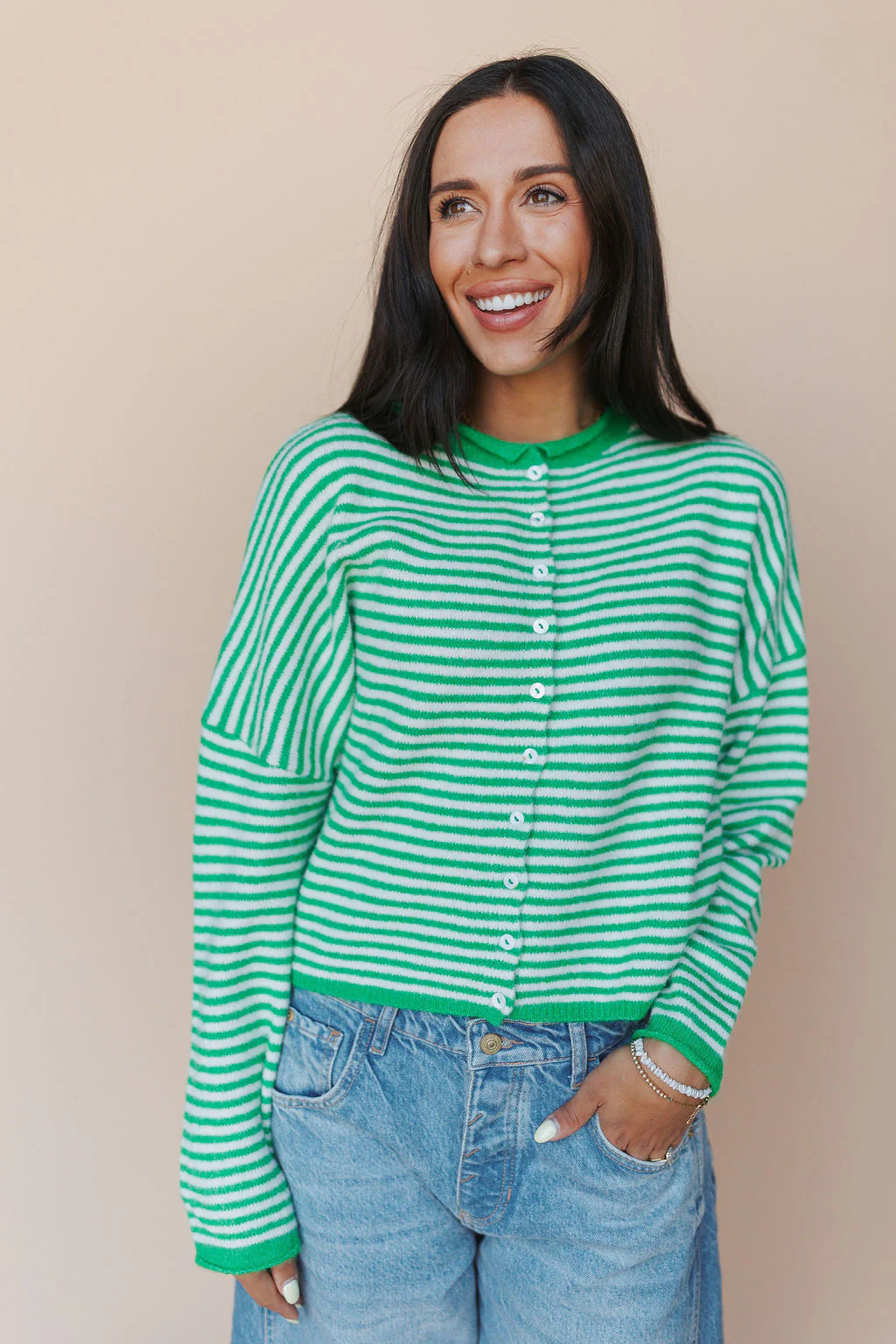 Piper Cardigan in Mini Stripes - Image 6