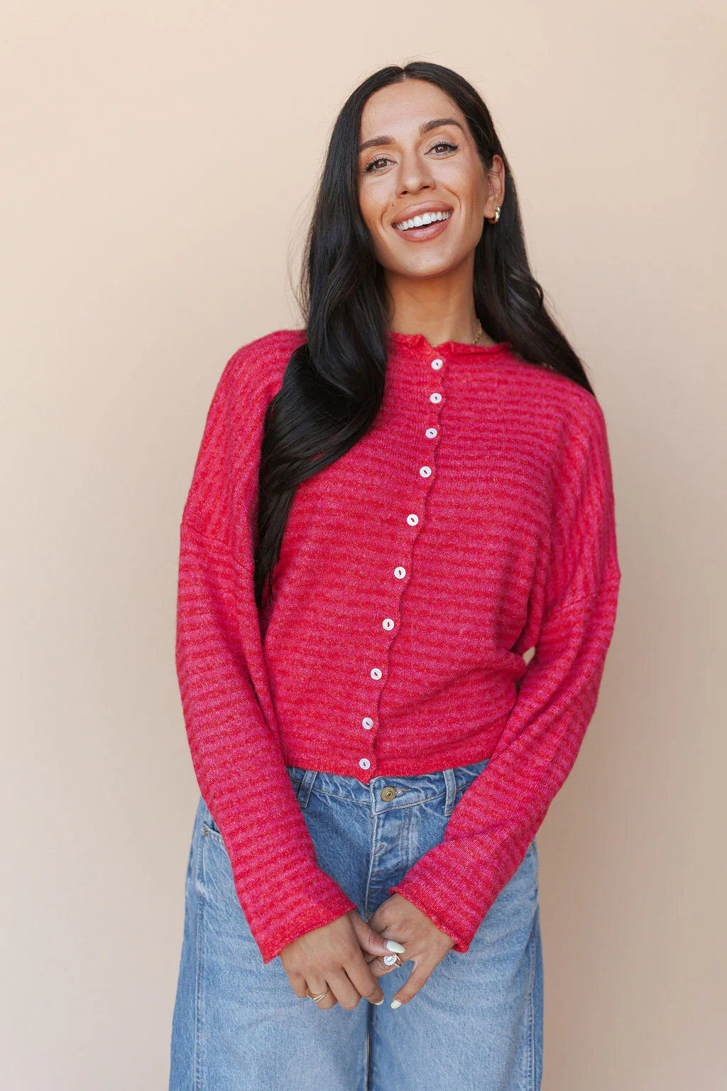 Piper Cardigan in Mini Stripes - Image 7