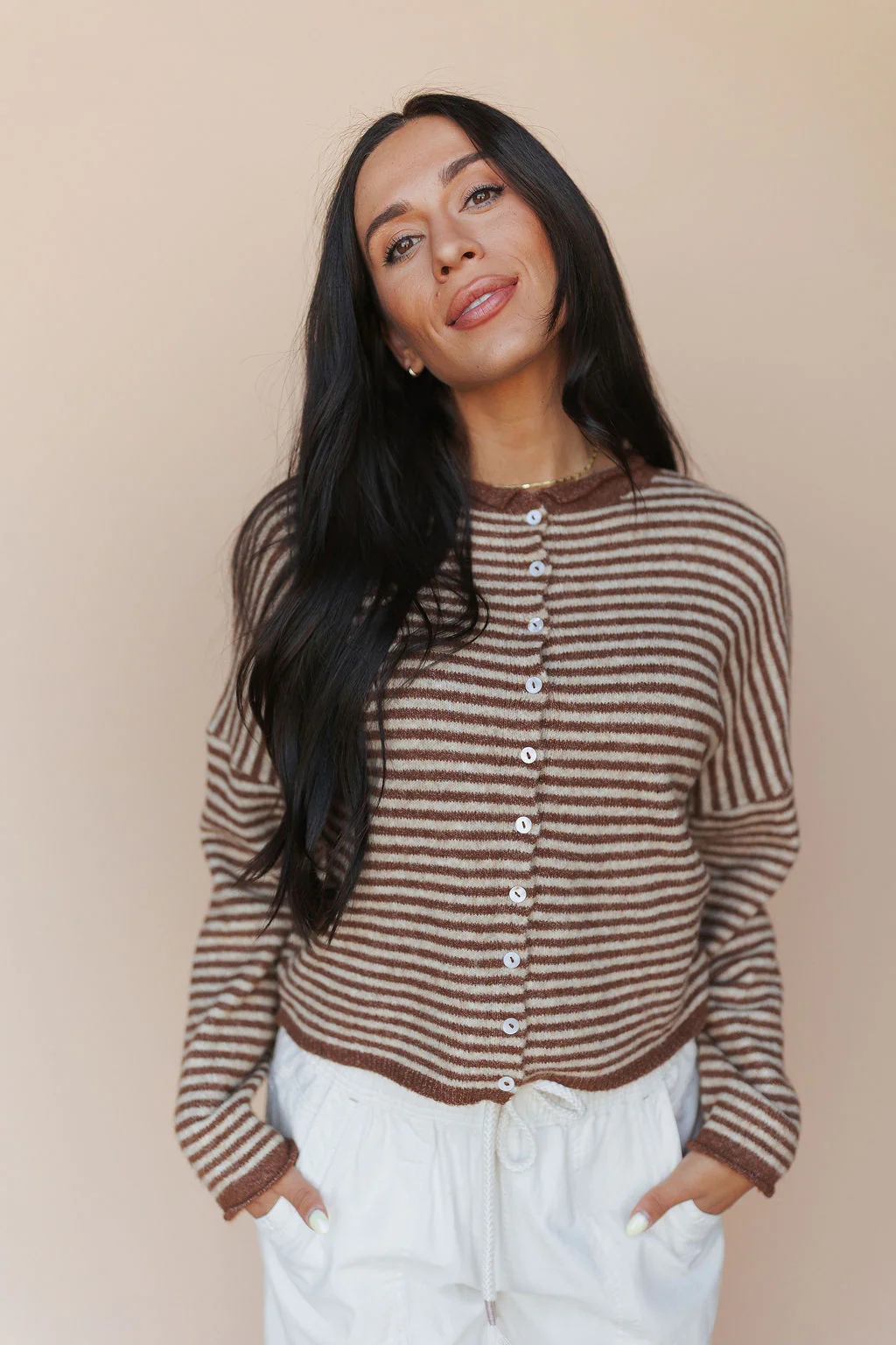 Piper Cardigan in Mini Stripes - Image 8