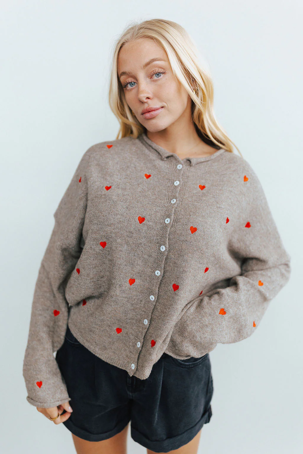 Piper Embroidered Cardigan in Mocha - Image 6