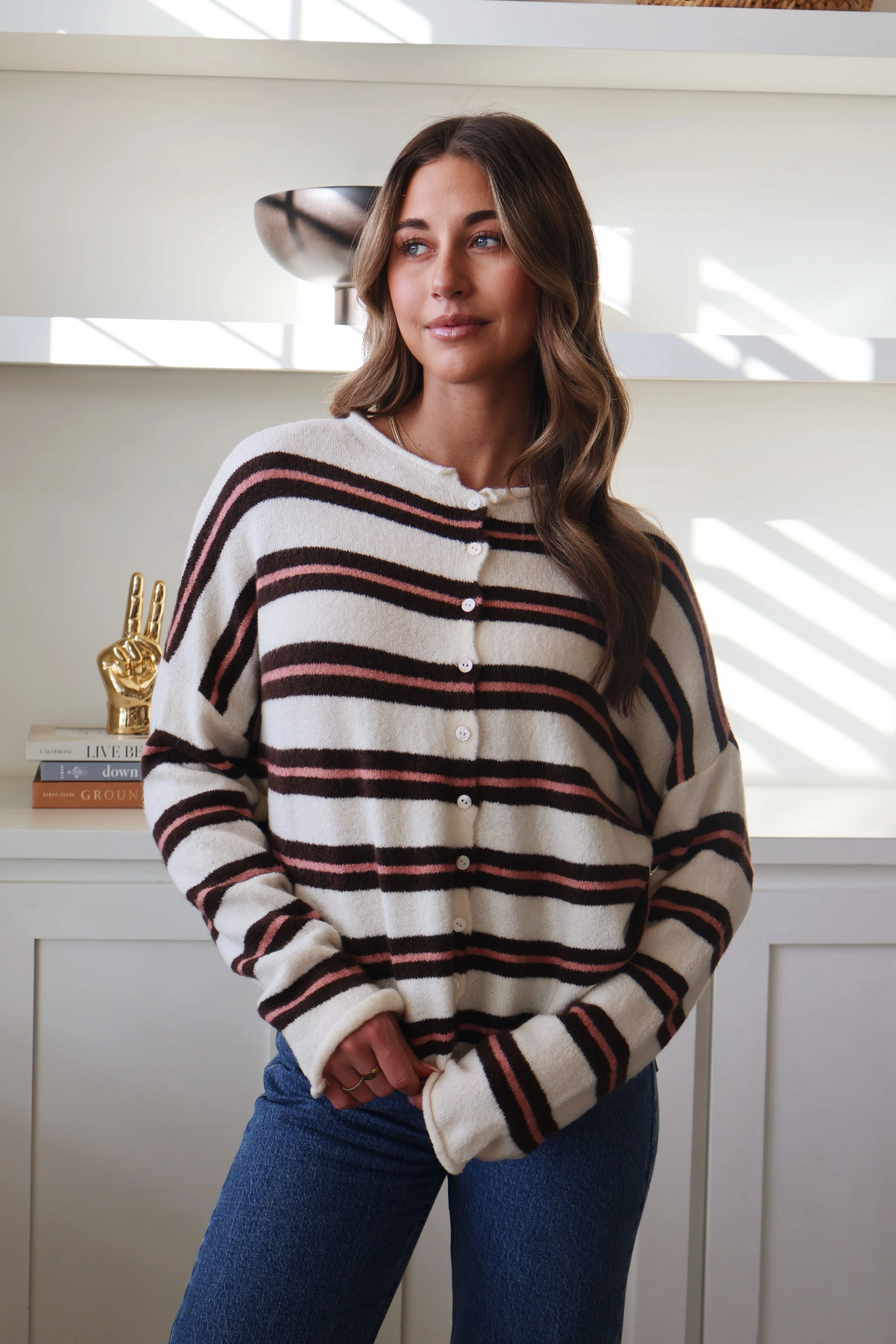 Piper Cardigan in Multi Stripe - Image 4