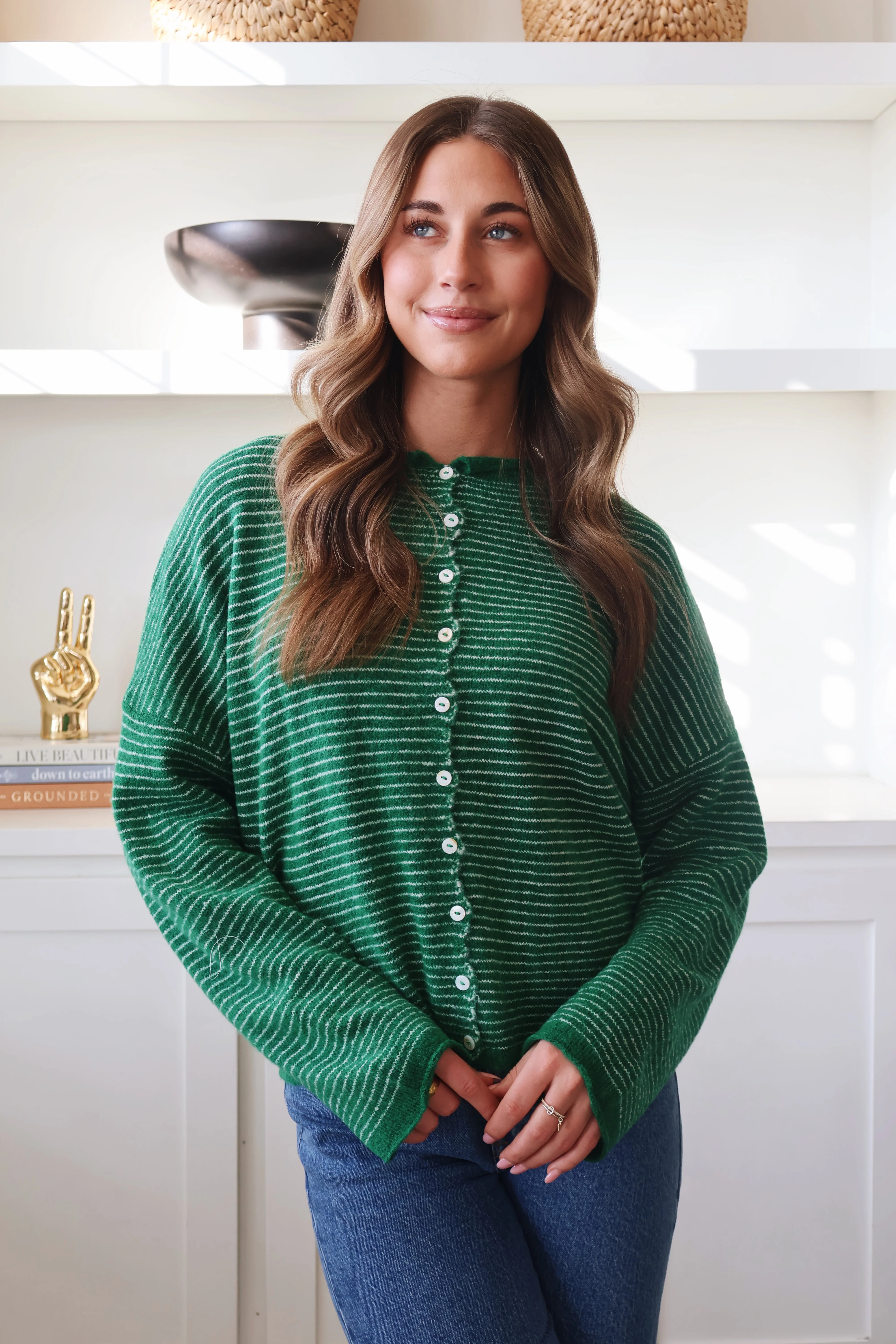 Piper Cardigan in Pinstripe - Image 4
