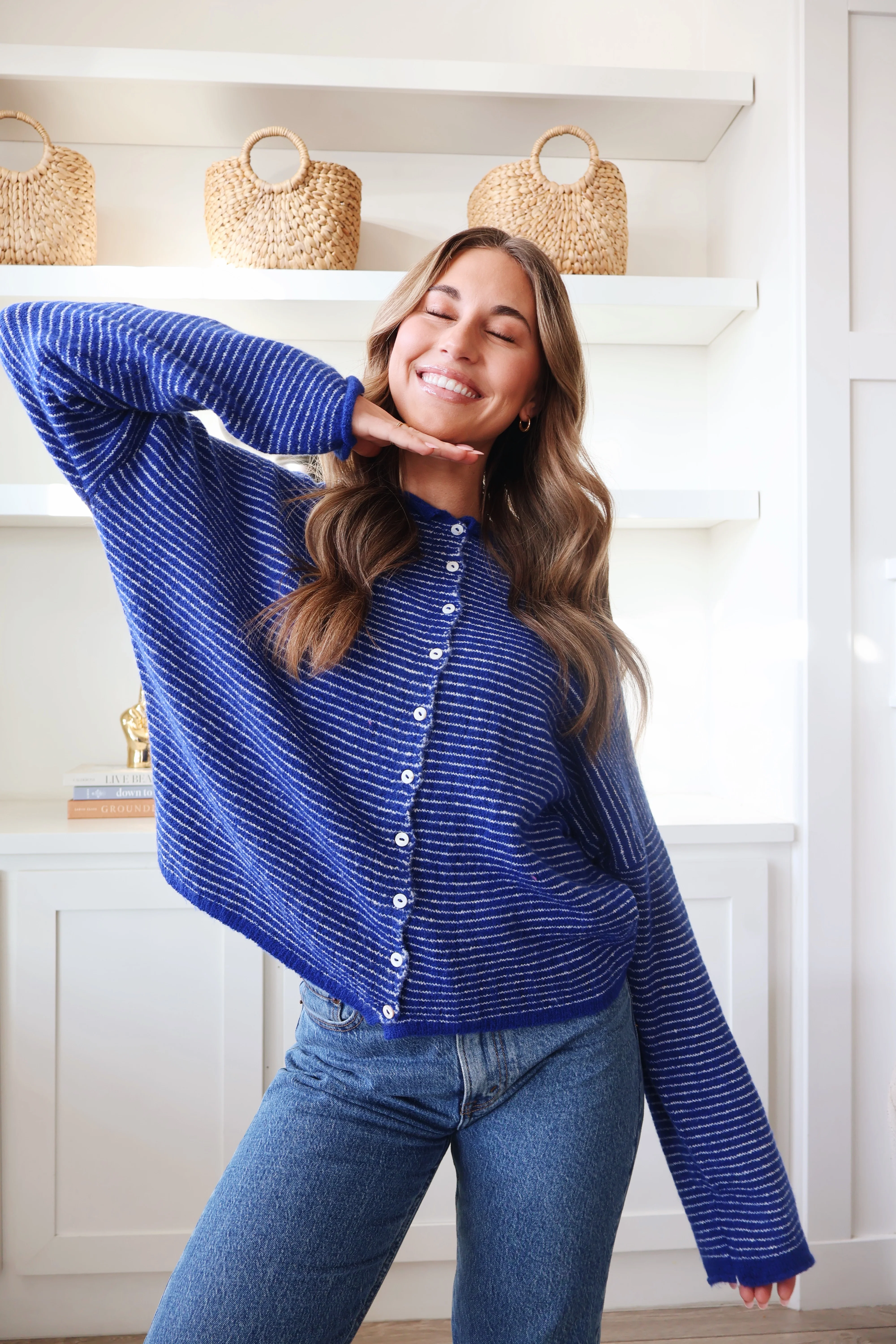 Piper Cardigan in Pinstripe - Image 5