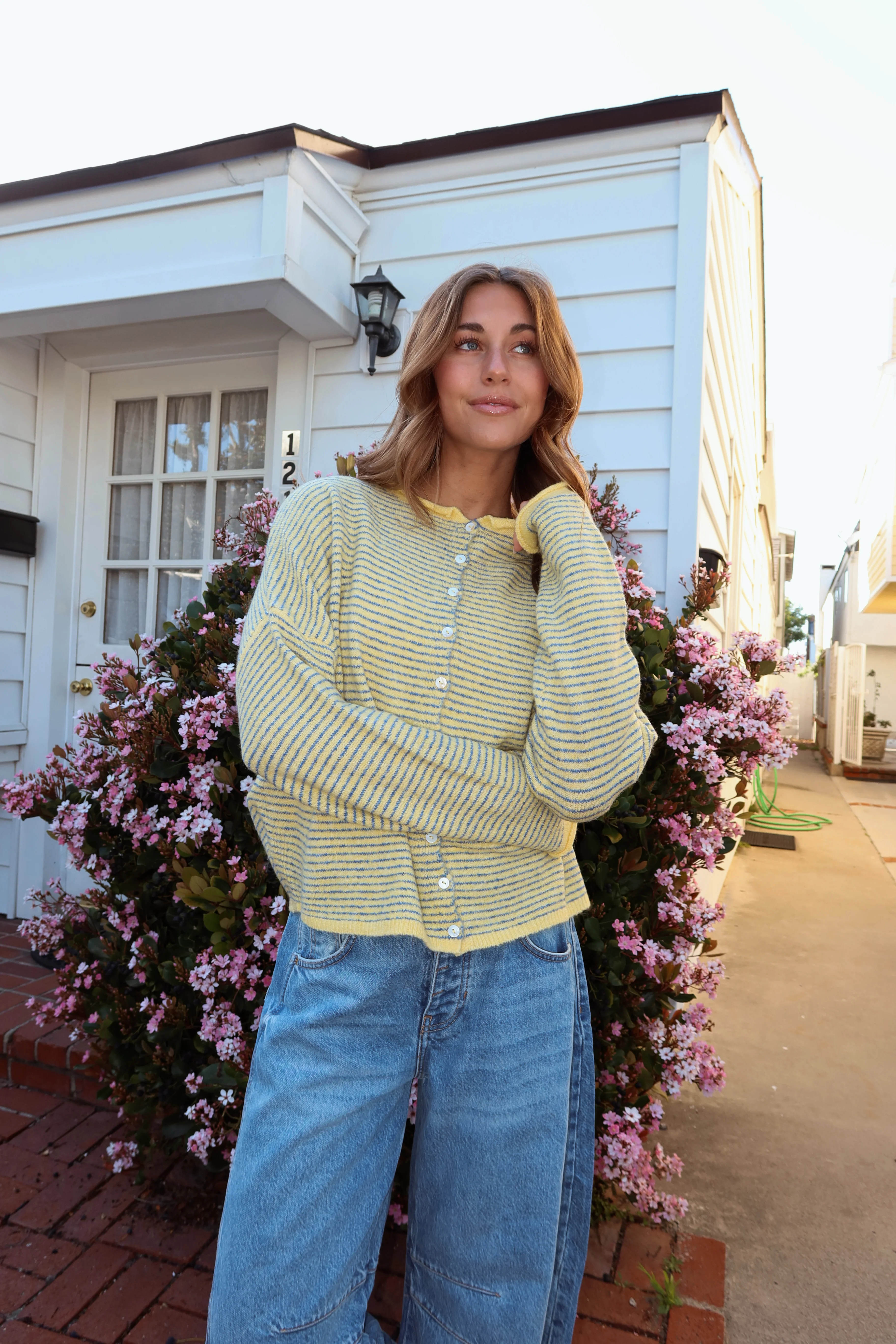 Piper Cardigan in Pinstripe - Image 8