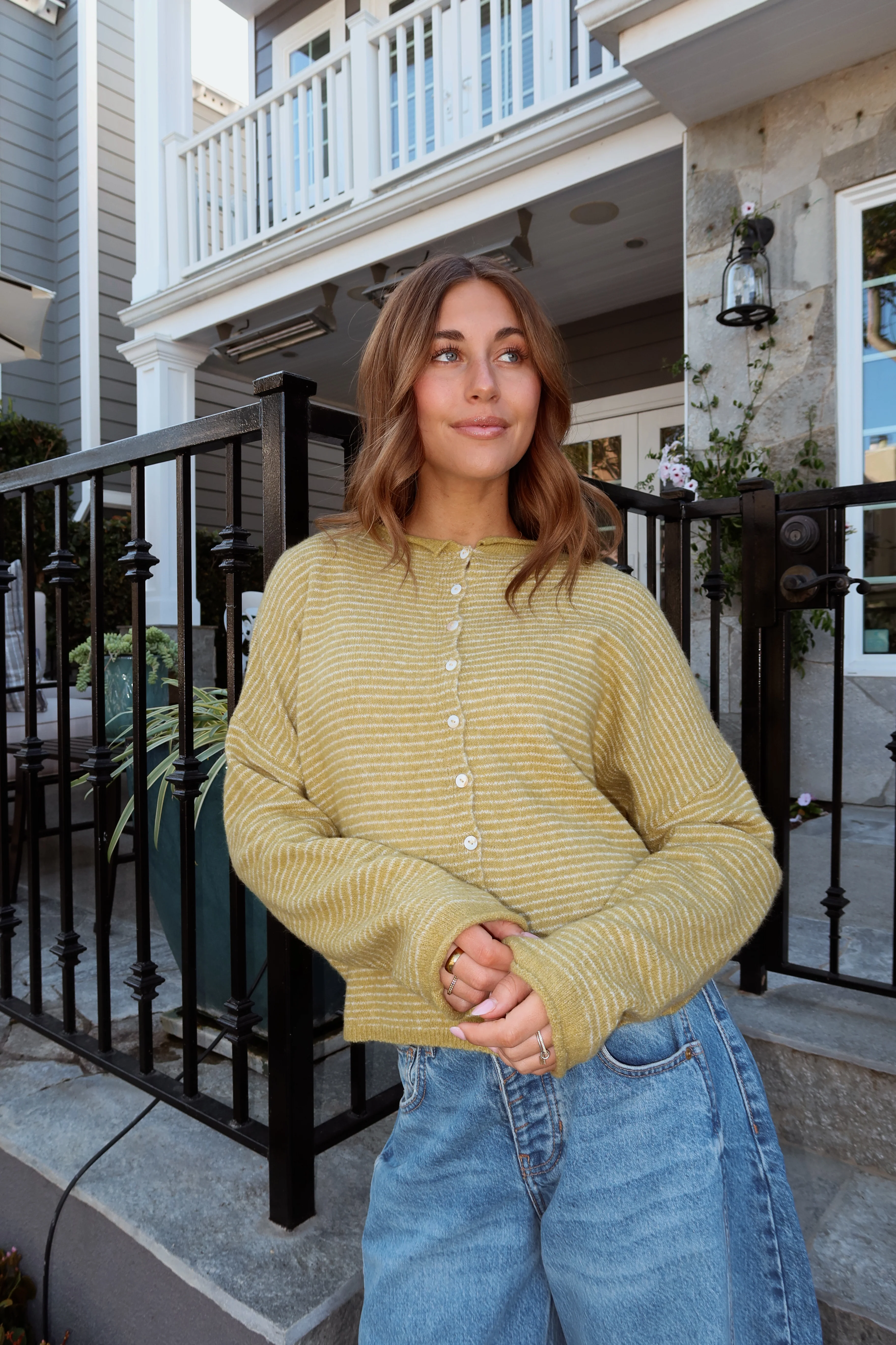 Piper Cardigan in Pinstripe - Image 9