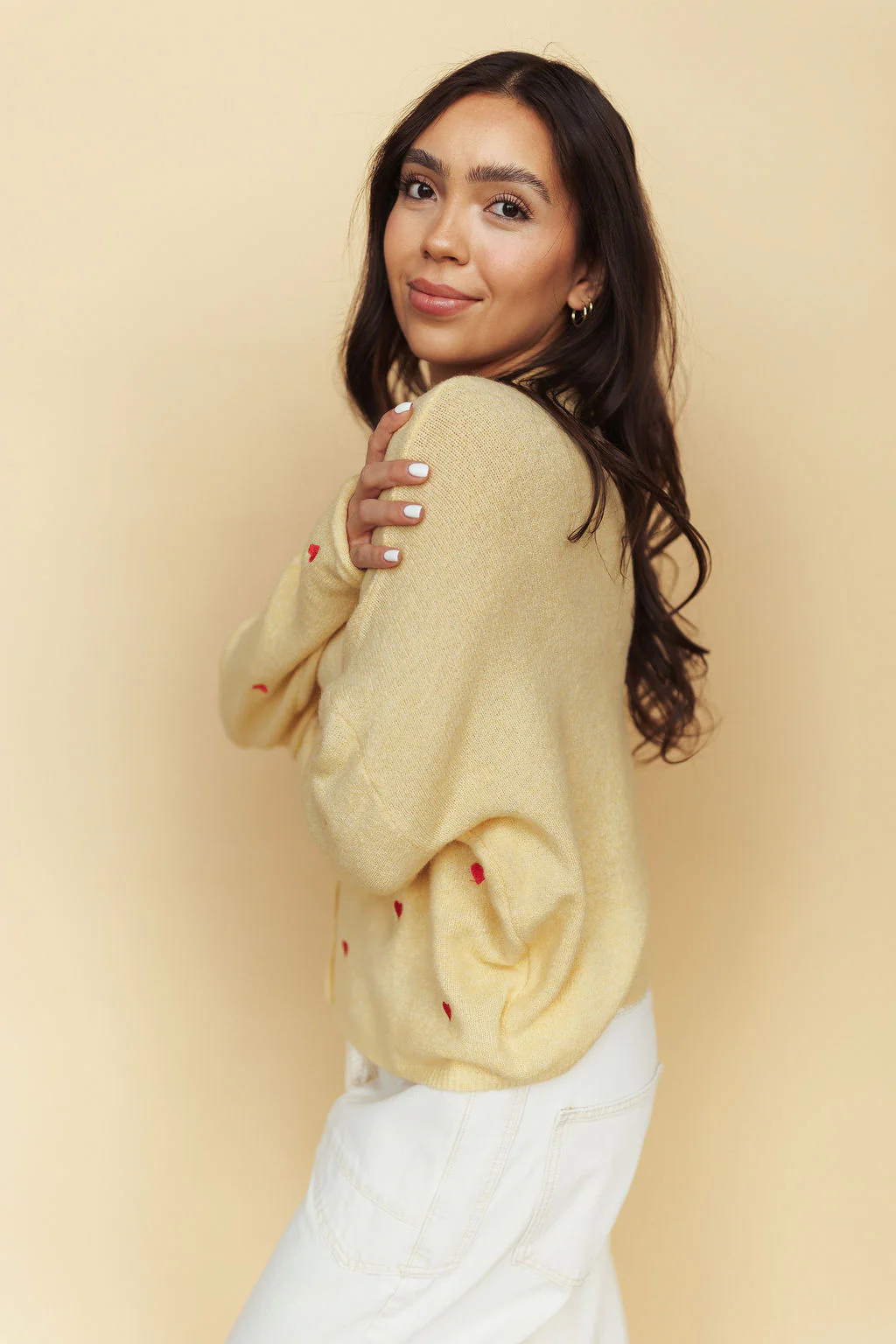 Piper Embroidered Cardigan in Honey - Image 3