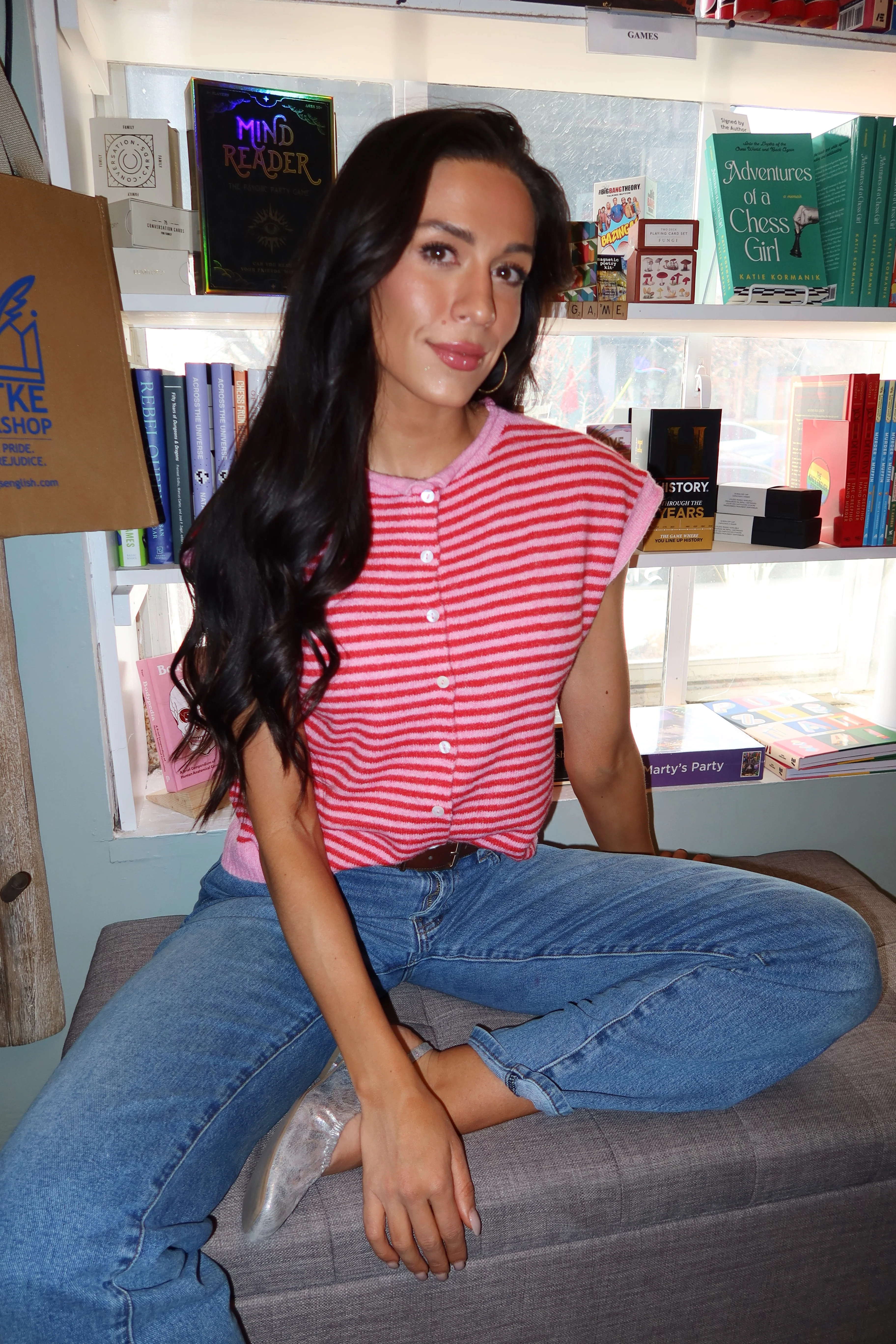 Piper Short Sleeve Cardigan in Stripes - Image 10
