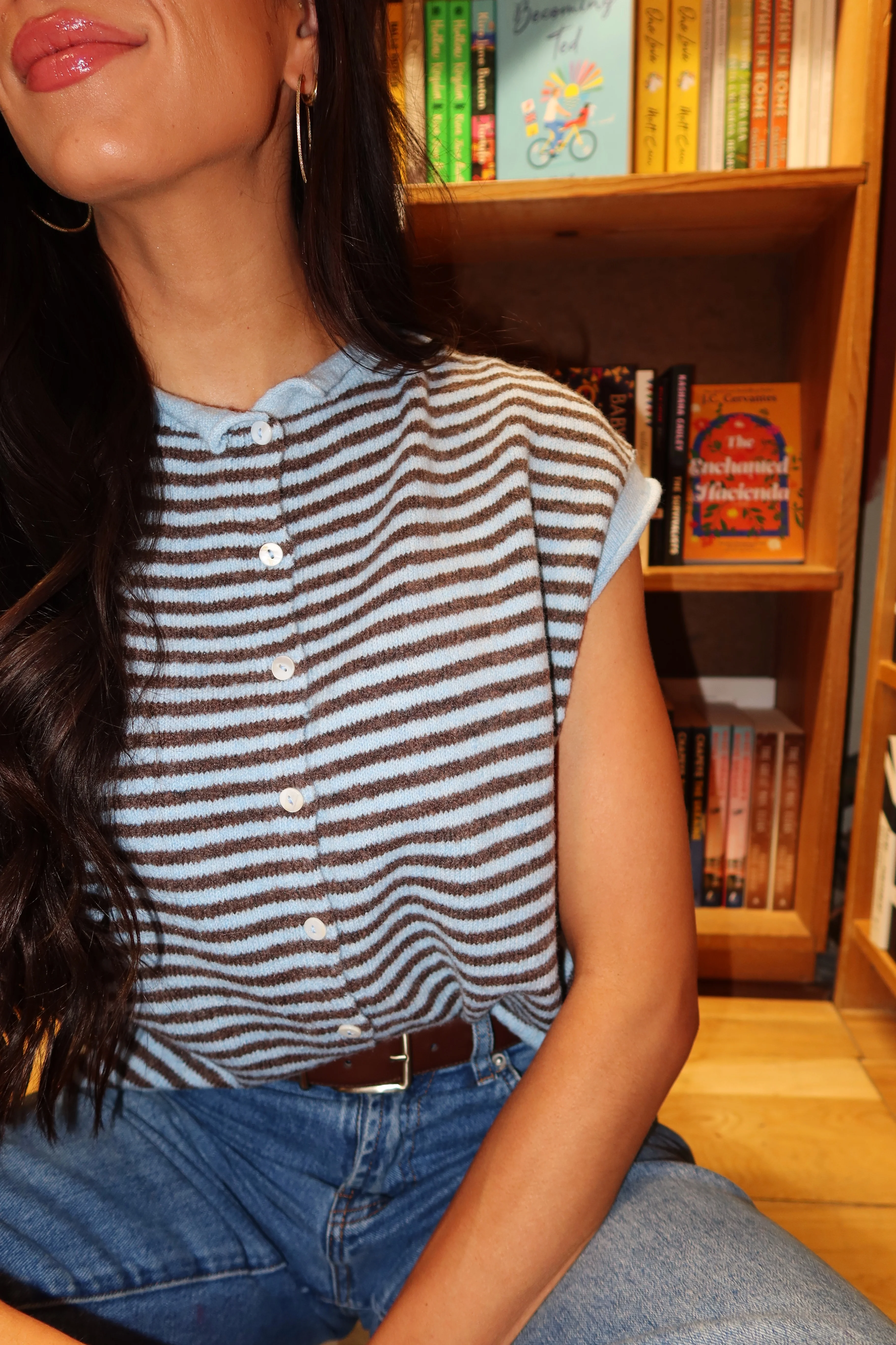 Piper Short Sleeve Cardigan in Stripes - Image 8