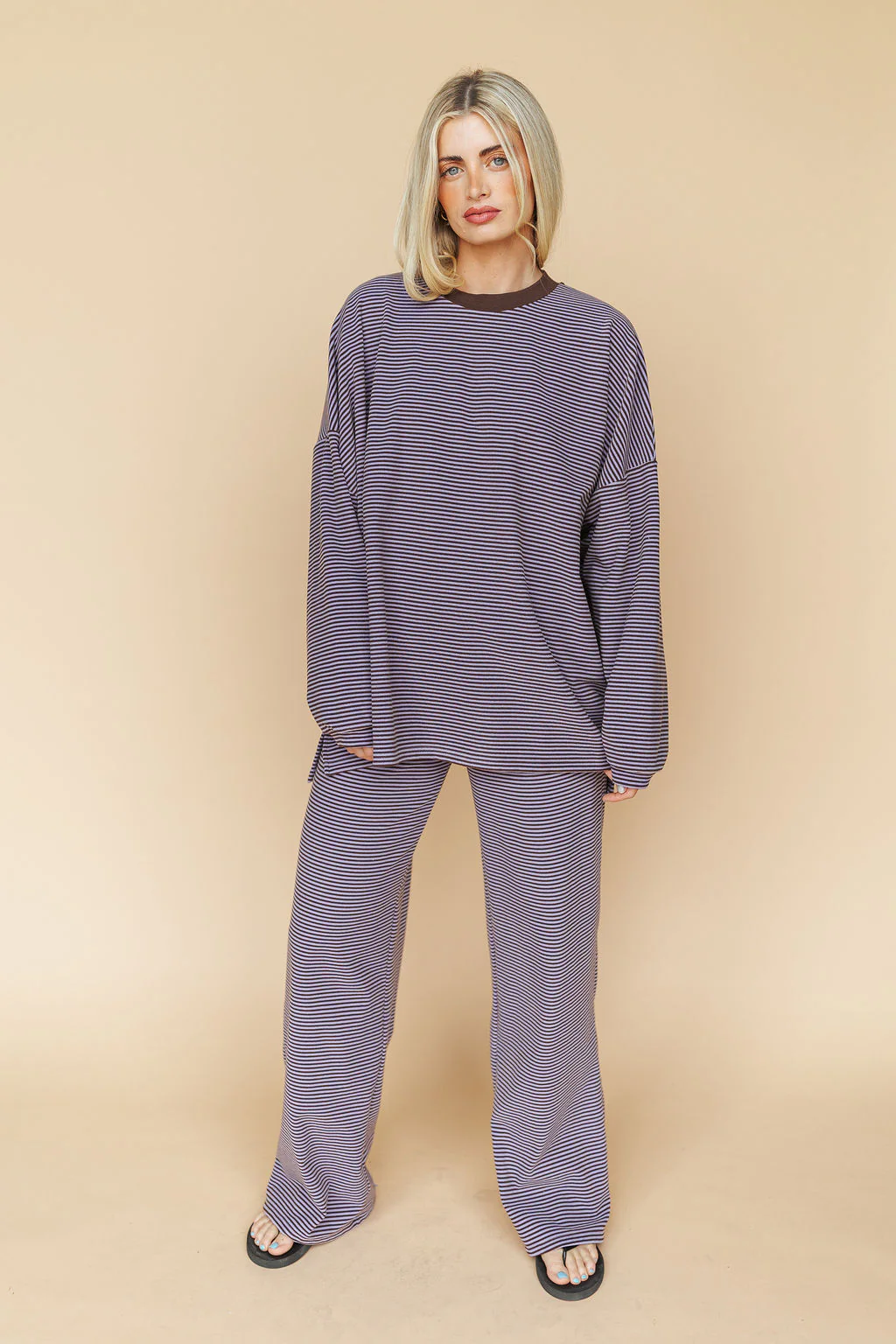 Porter Fleece Stripe Top in Lavender - Image 3