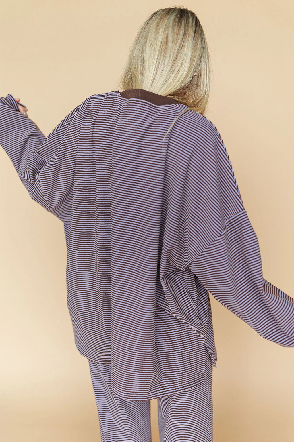 Porter Fleece Stripe Top in Lavender - Image 7