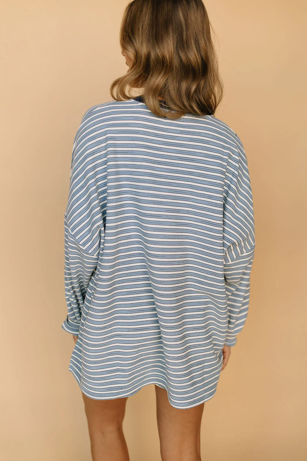 Porter Fleece Stripe Long Sleeve in Light Blue - Image 5