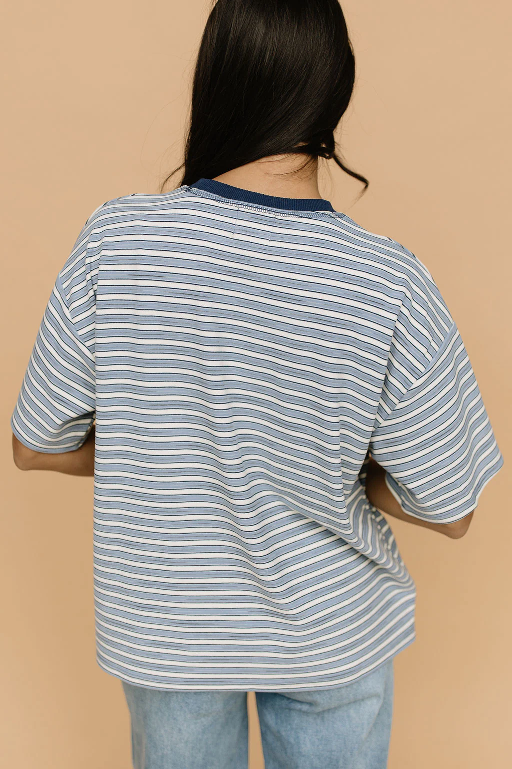 Porter Fleece Stripe Tee in Light Blue - Image 5