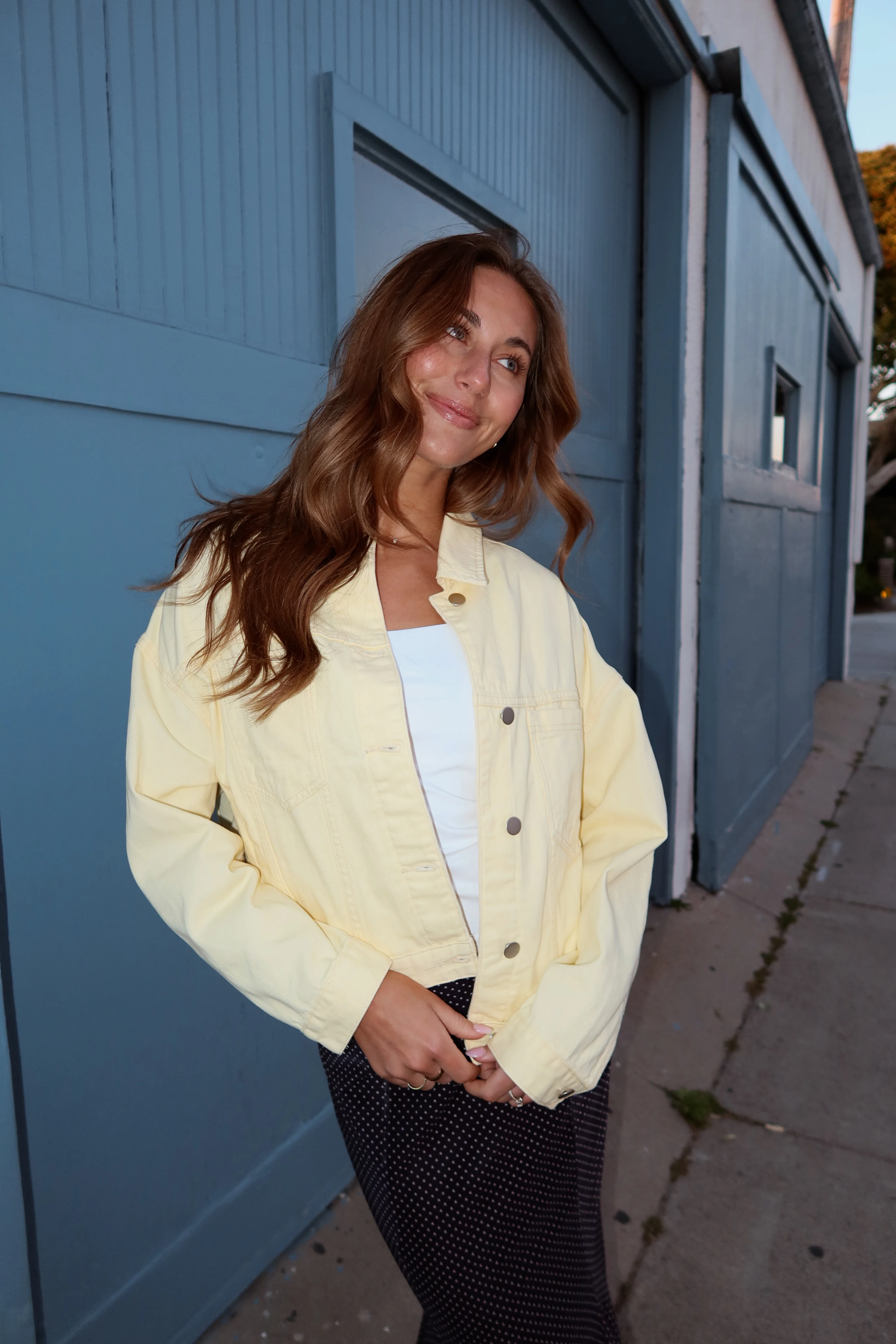 Reese Denim Jacket in Butter Yellow - Image 2