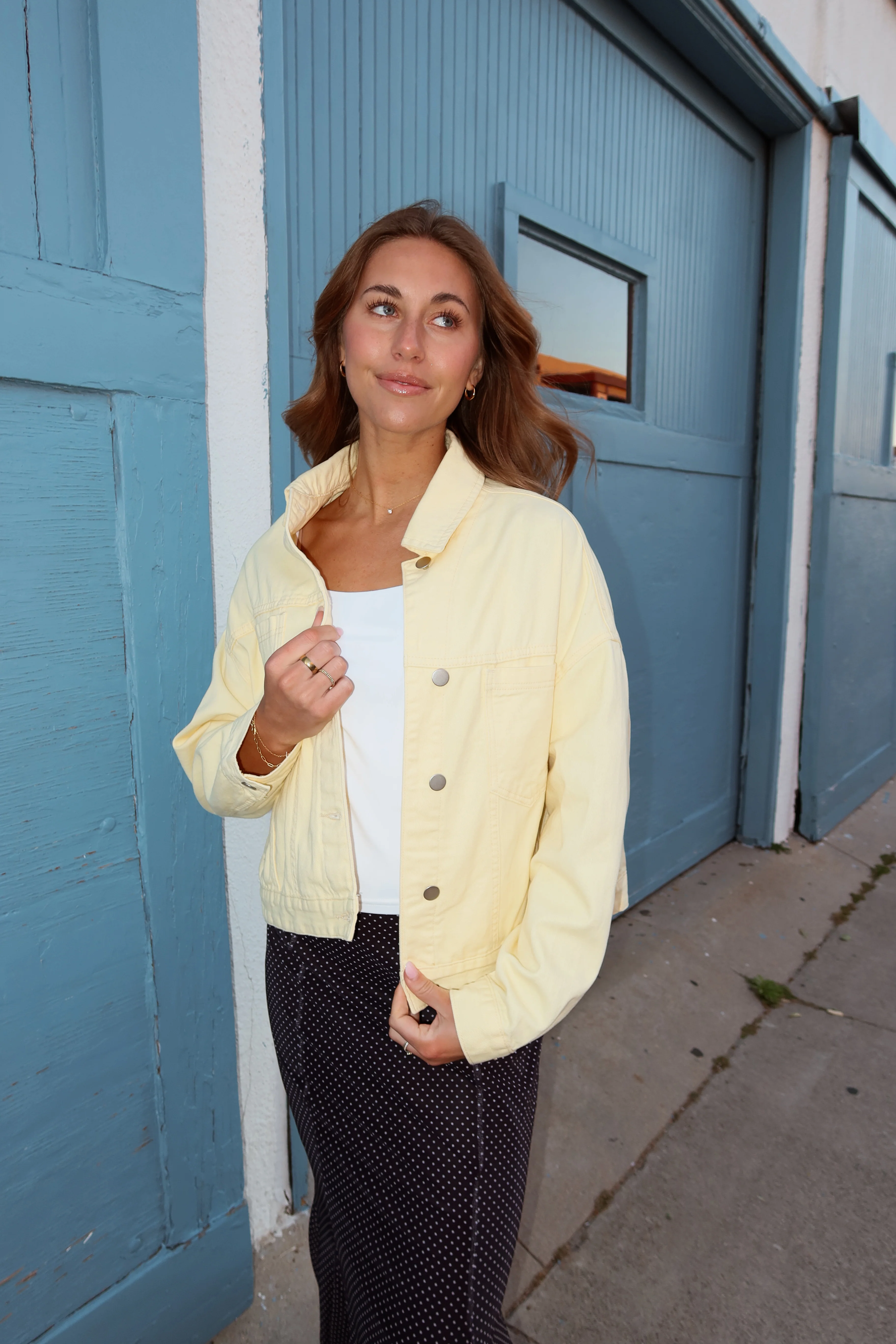 Reese Denim Jacket in Butter Yellow - Image 3