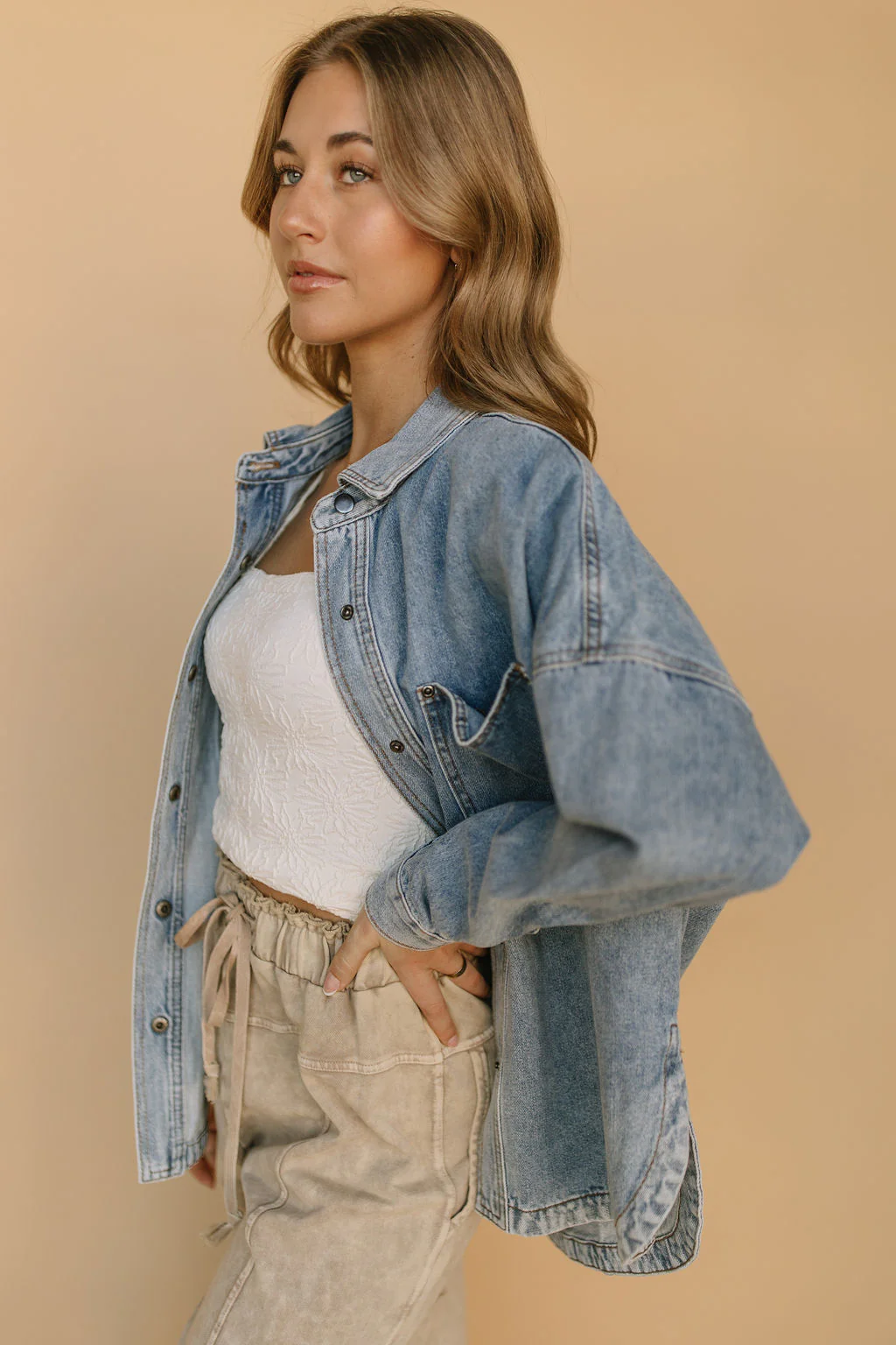 Romy Denim Jacket in Blue - Image 5