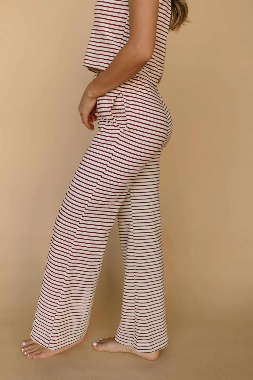FINAL SALE - Roslyn Stripe Pants in Burgundy - Image 4