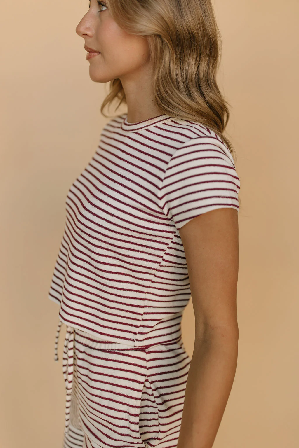FINAL SALE - Roslyn Stripe Tee in Burgundy - Image 5