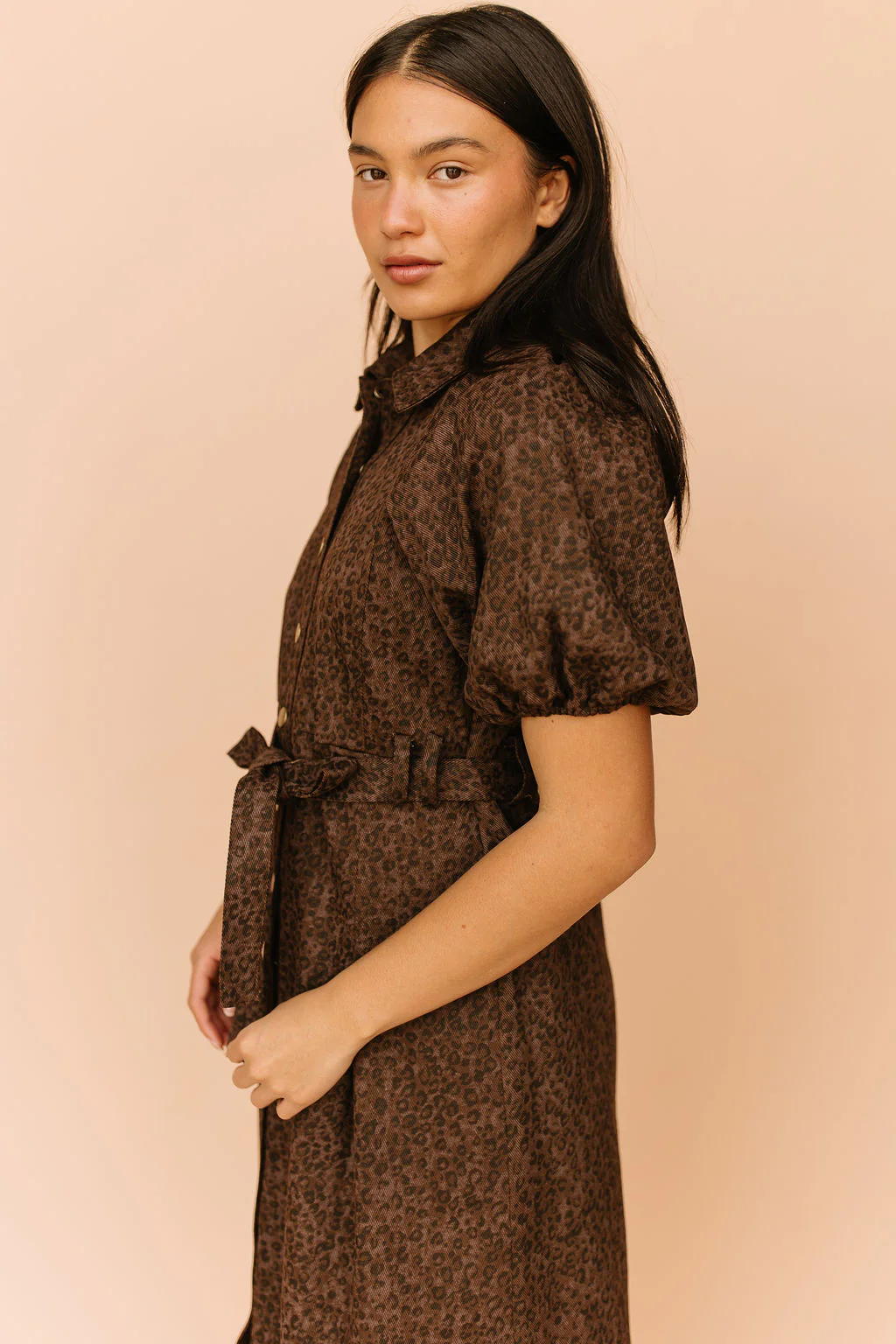 Roxana Leopard Denim Dress - Image 4