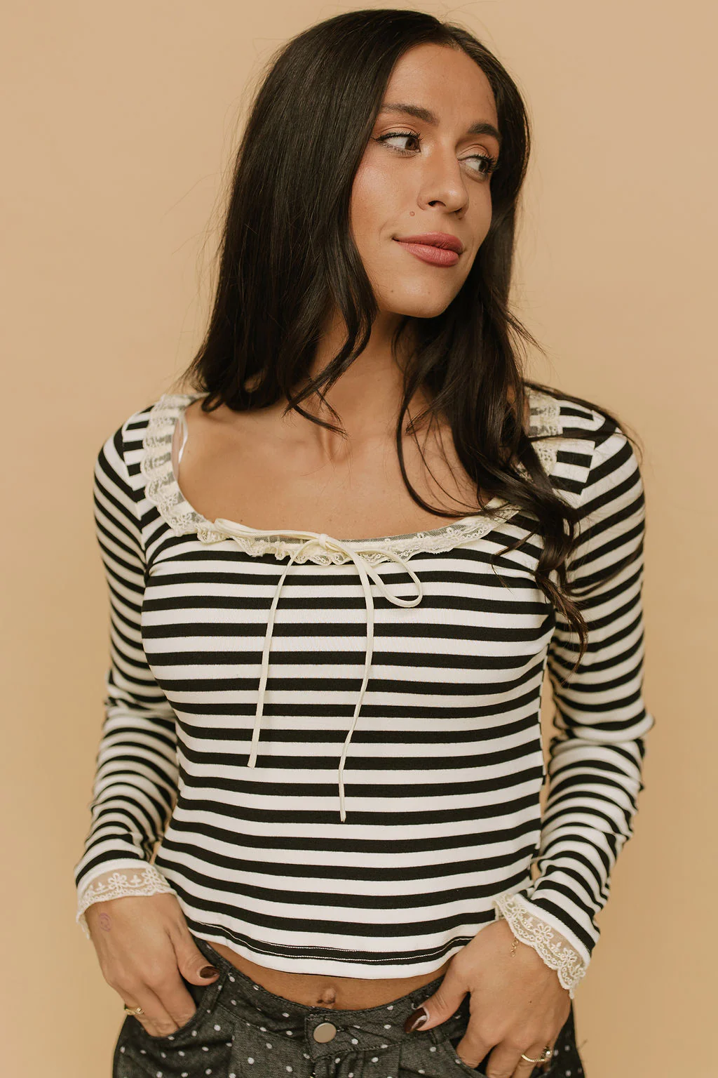 Sailor Stripe Long Sleeve in Black - Image 3