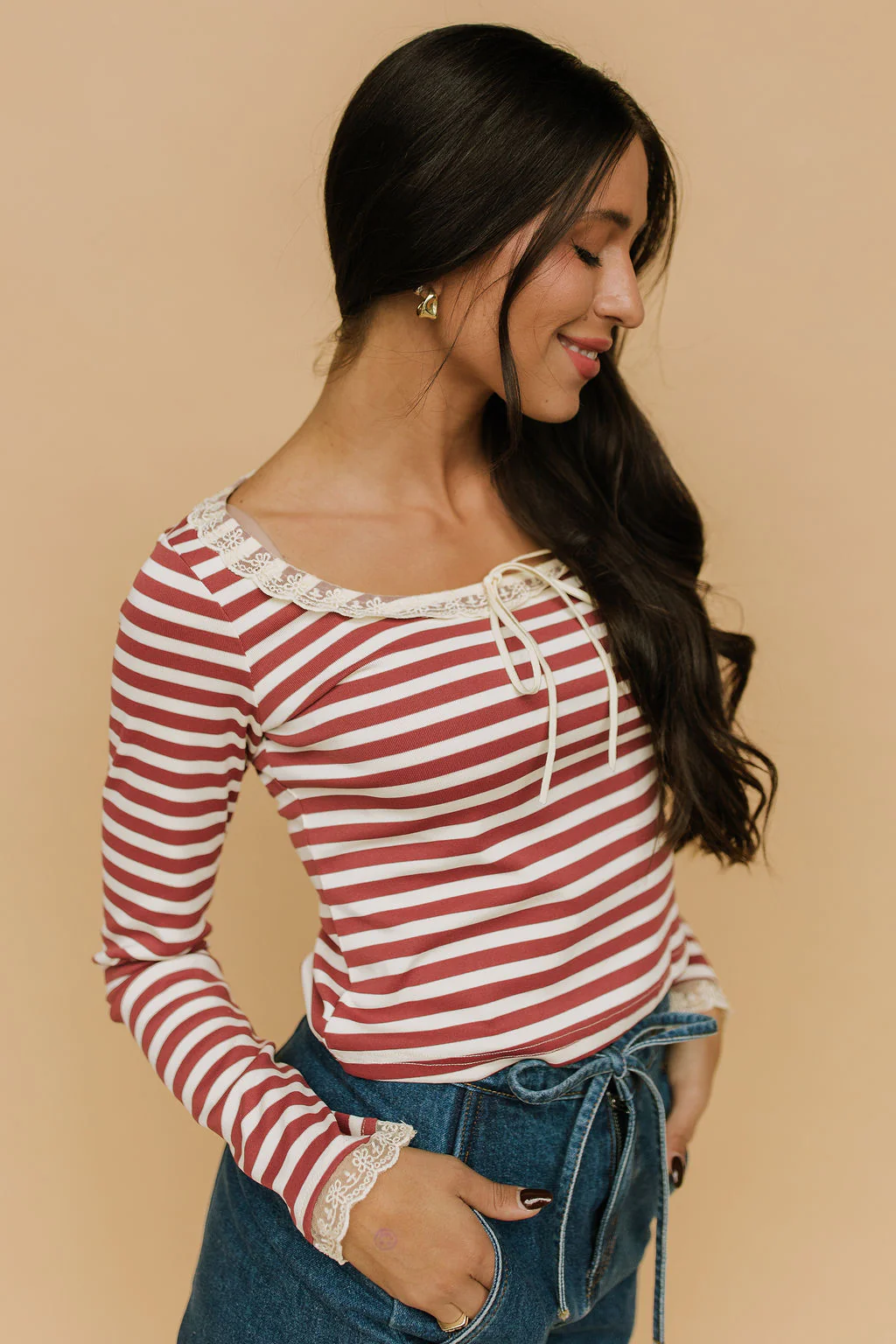 Sailor Stripe Long Sleeve in Red - Image 4