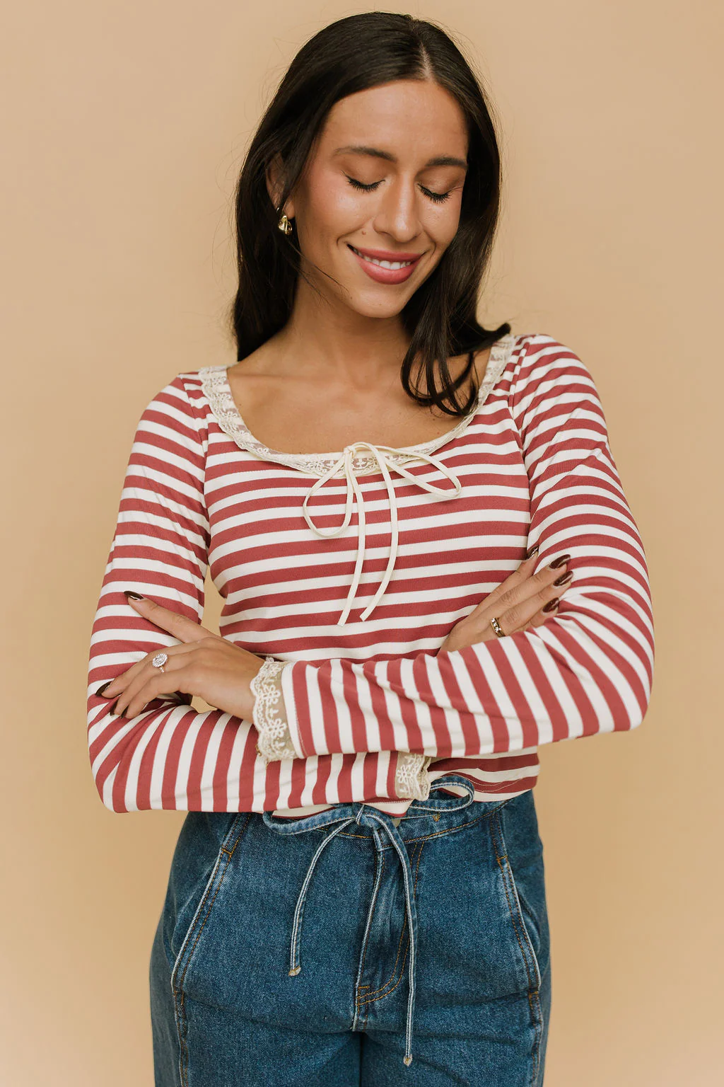 Sailor Stripe Long Sleeve in Red - Image 7