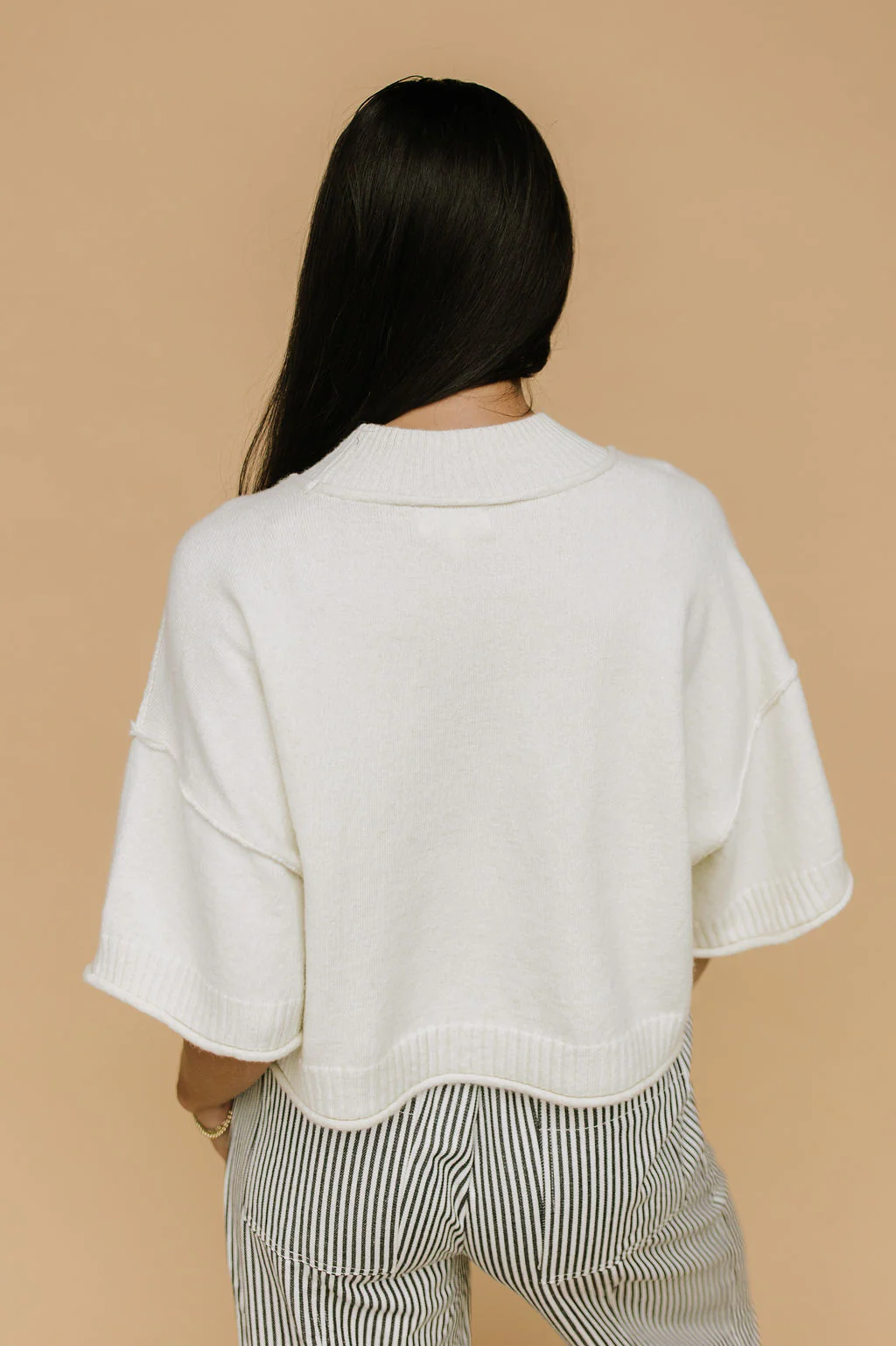 Shari Cropped Sweater in Ivory - Image 4