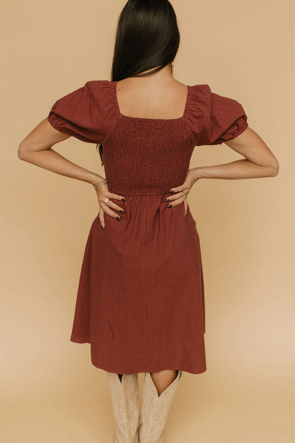 Shelby Gingham Midi in Brick - Image 5