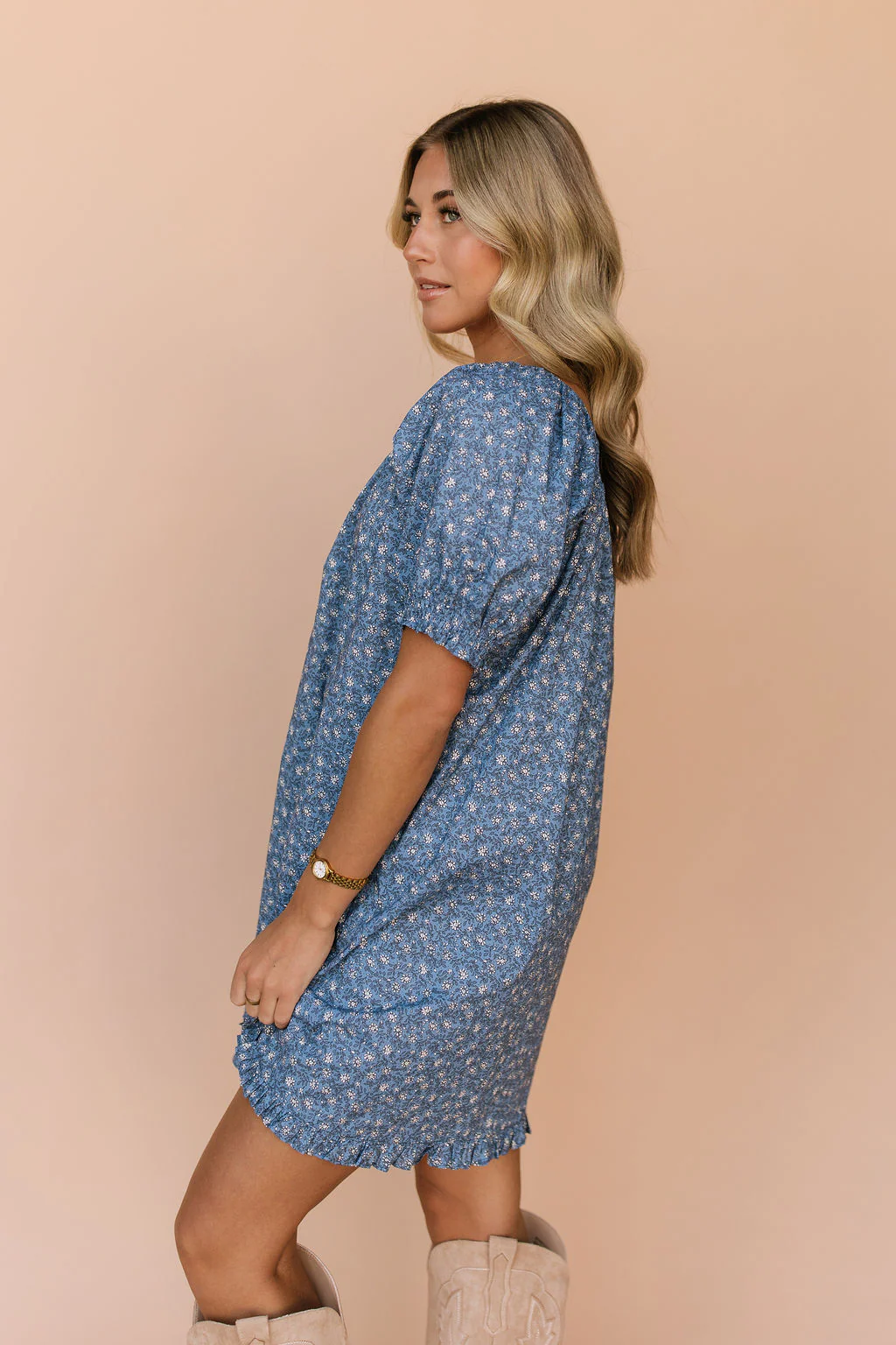 Skye Floral Dress in Blue - Image 3