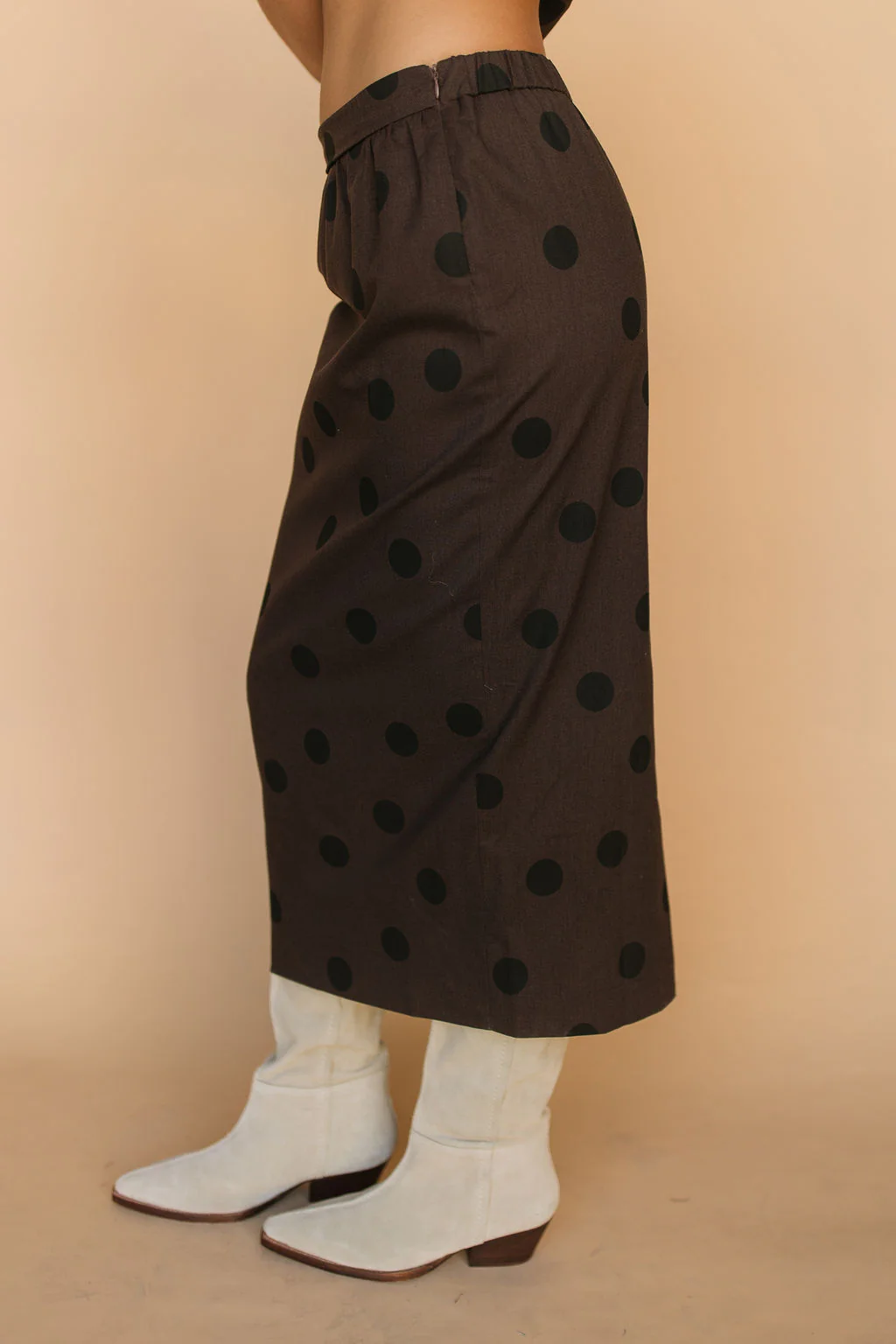 Stella Chocolate Polka Dot Pencil Skirt - Image 4