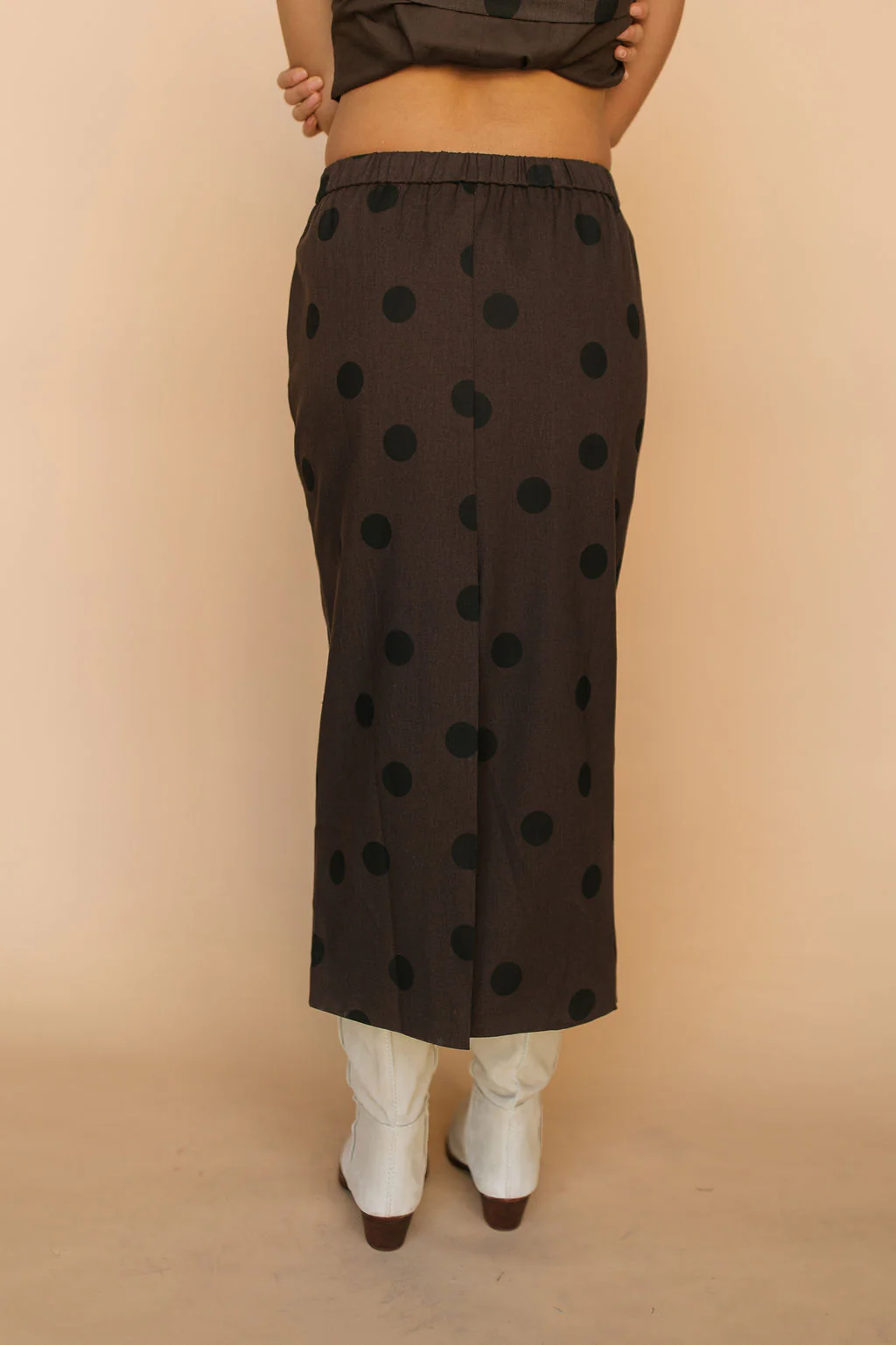 Stella Chocolate Polka Dot Pencil Skirt - Image 5