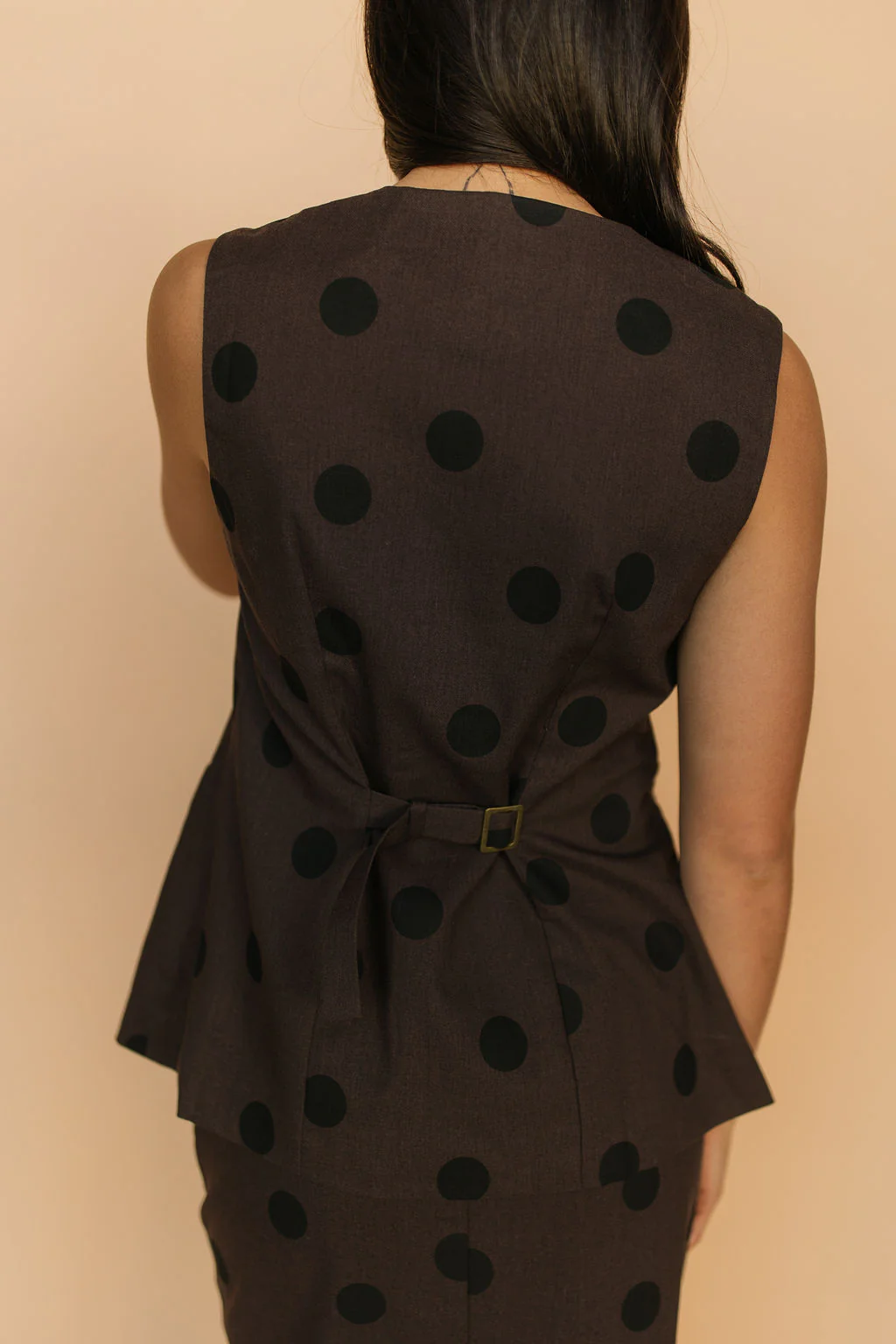 Stella Chocolate Polka Dot Vest - Image 3