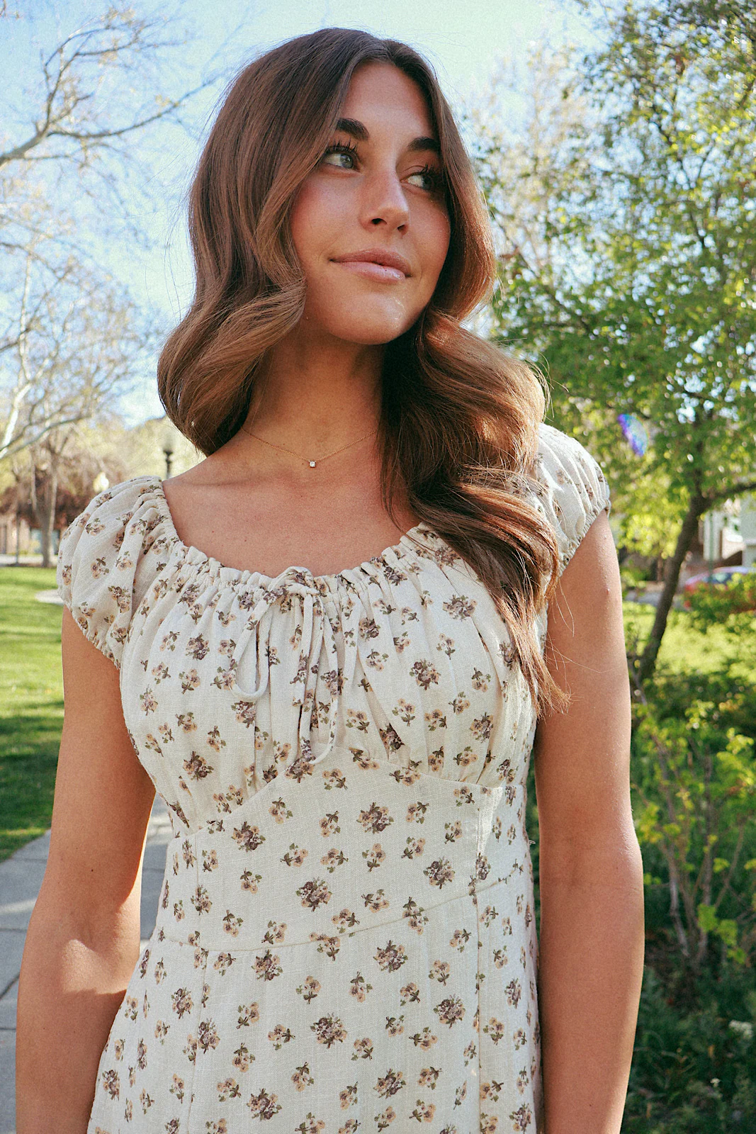 Sweet Dreams Floral Dress in Oatmeal - Image 3