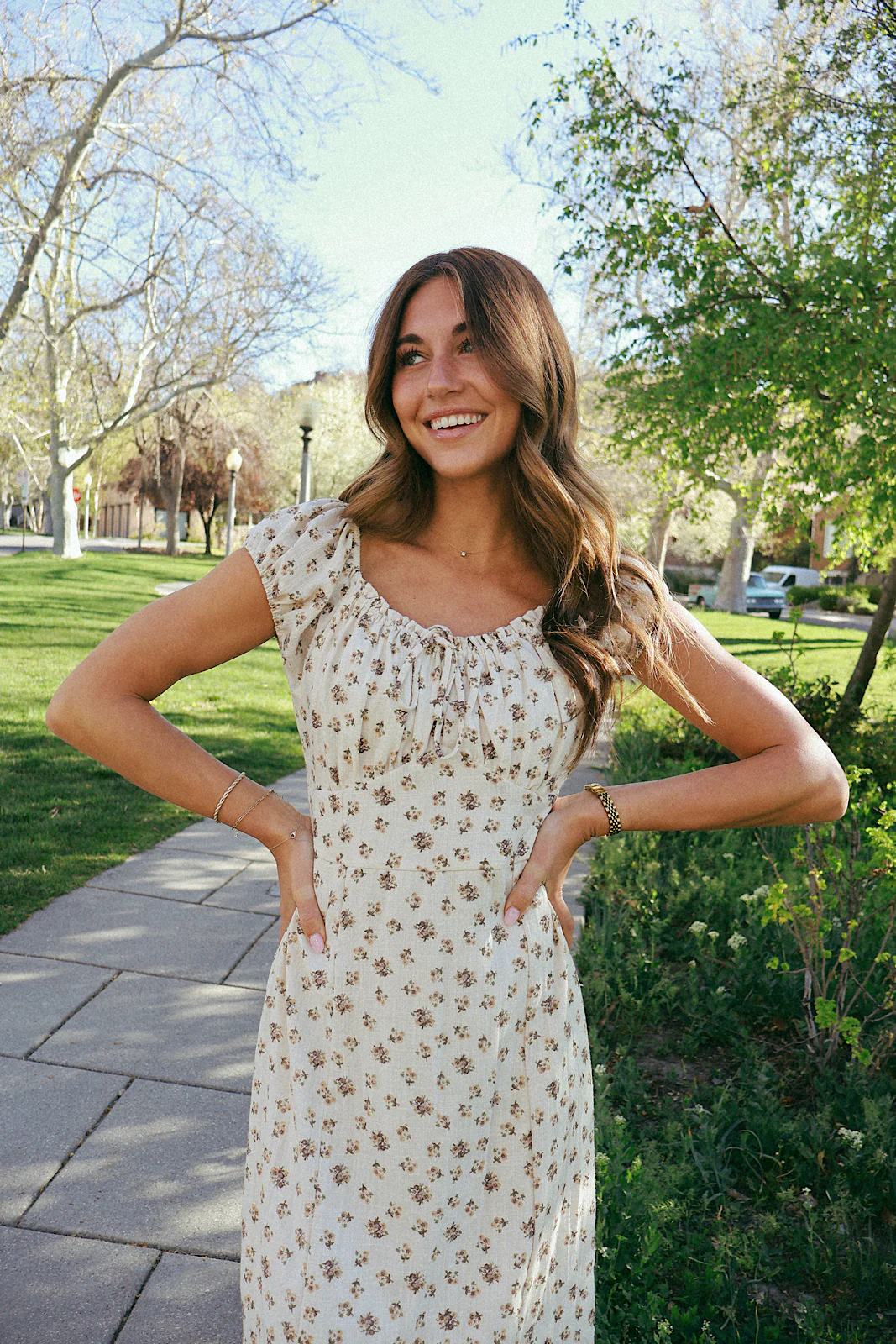 Sweet Dreams Floral Dress in Oatmeal - Image 5