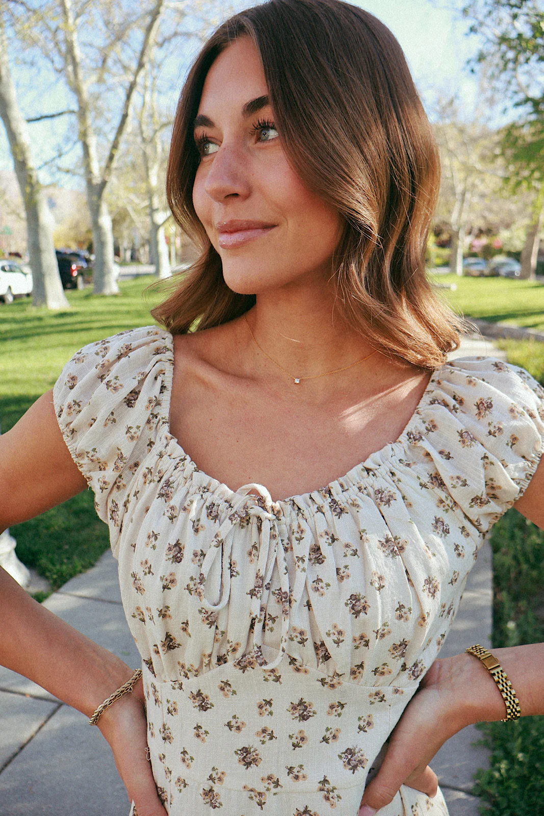 Sweet Dreams Floral Dress in Oatmeal - Image 7