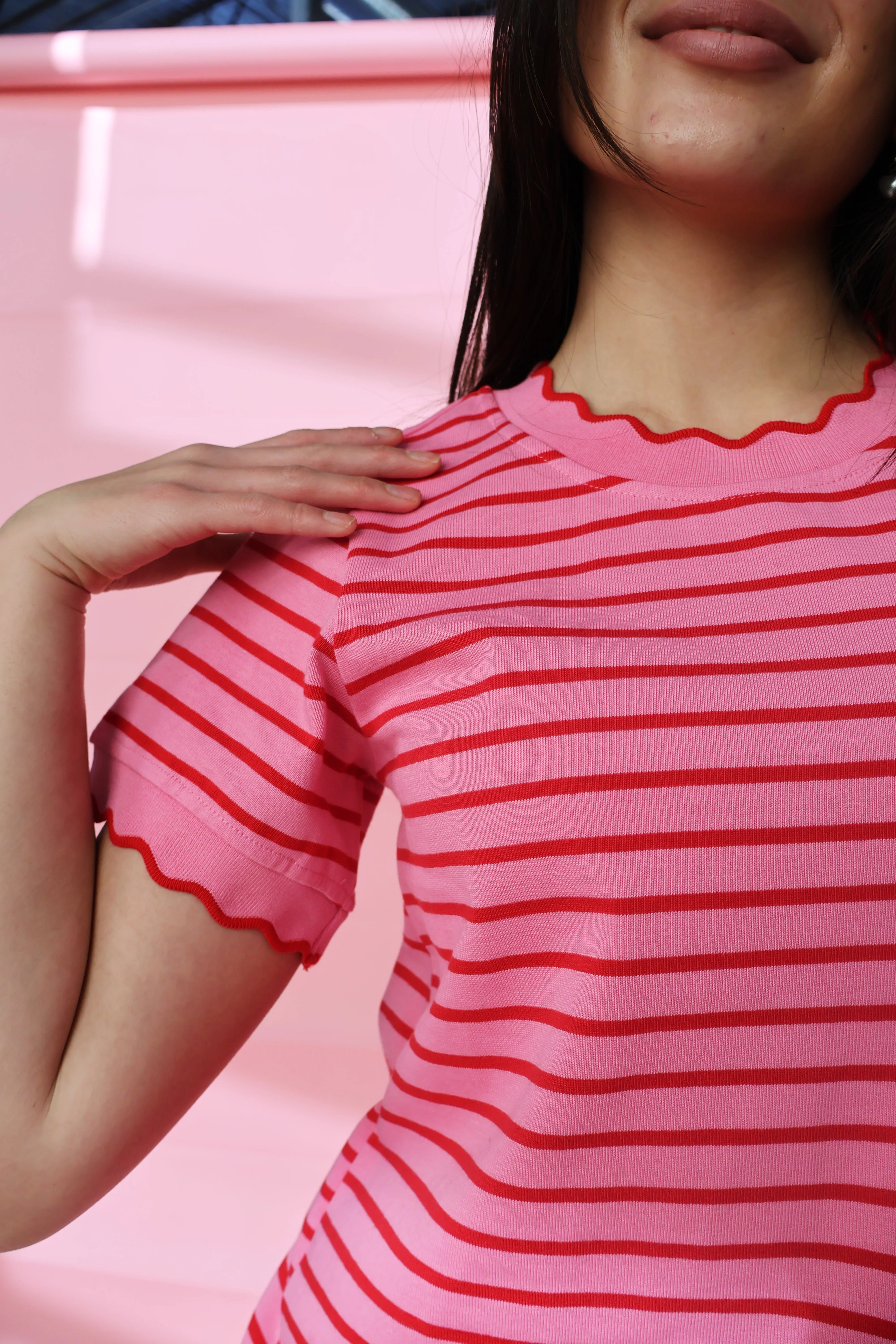 Sweetheart Stripe Tee in Pink - Image 3