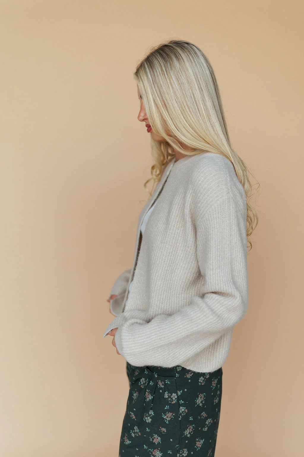Tana Open Cardigan in Oatmeal - Image 3