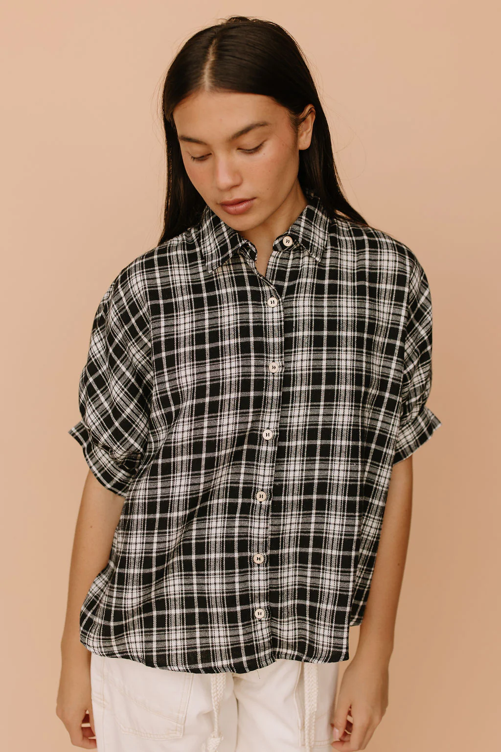 Tatum Plaid Button Down in Black - Image 5